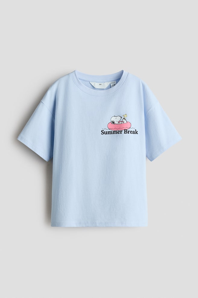 Printed Cotton T-Shirt - Light blue/Snoopy/Light gray/Lilo & Stitch/Light pink/SmileyWorld®/White/KPop Demon Hunters/Light gray melange/CapyFun/White/KPop Demon Hunters/Light pink/KPop Demon Hunters/Light yellow/SmileyWorld®/Gray/KPop Demon Hunters - 1