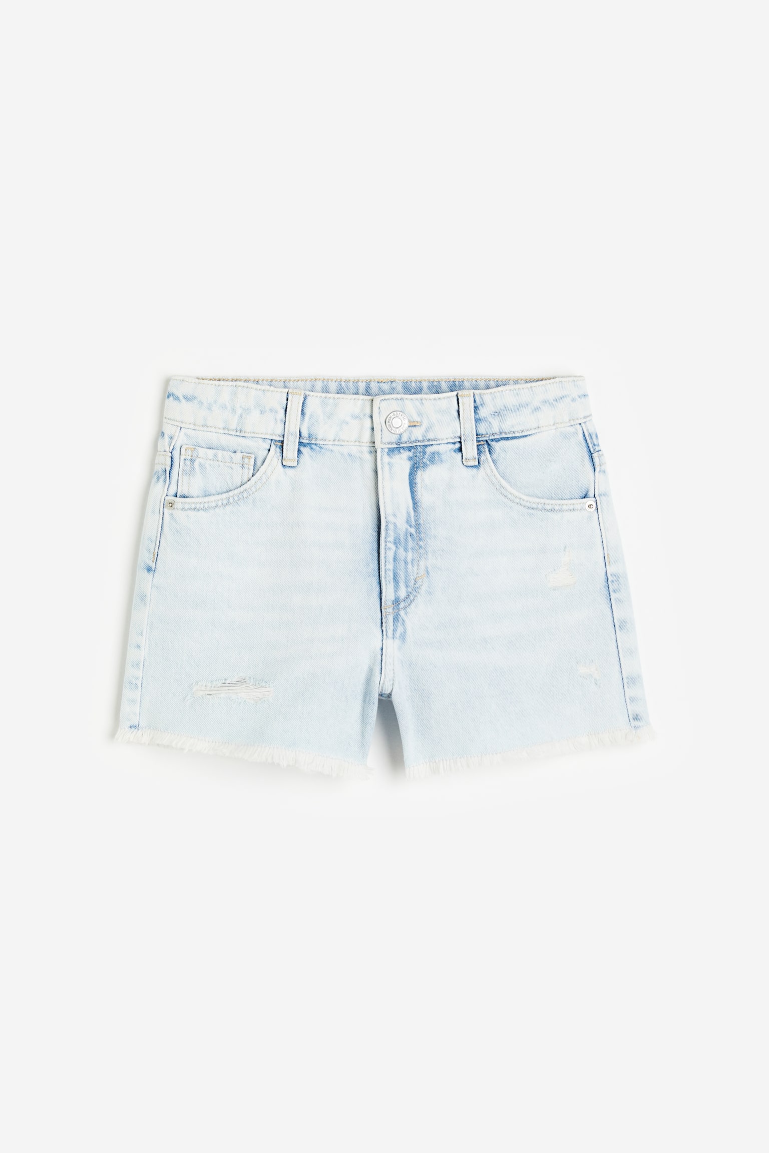 Relaxed Fit High Denim Shorts - Light denim blue/Light denim blue/Light denim blue/Flowers/Denim blue - 1