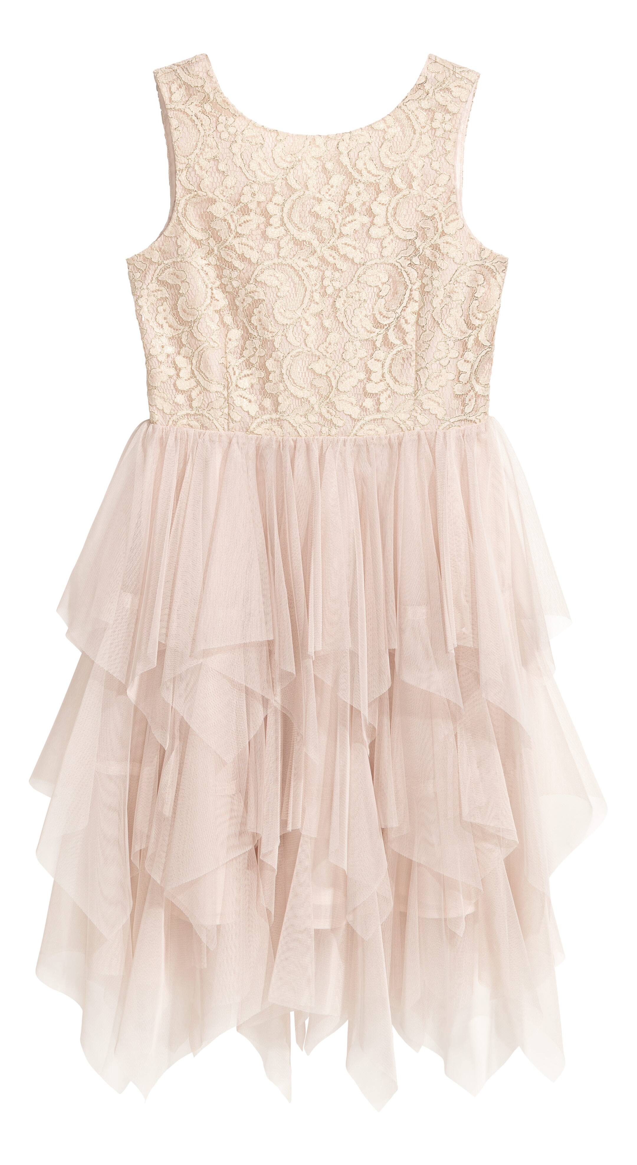 View larger image: Sequin-embroidered tulle dress - Light beige/Lace - Kids | H&M GB 1