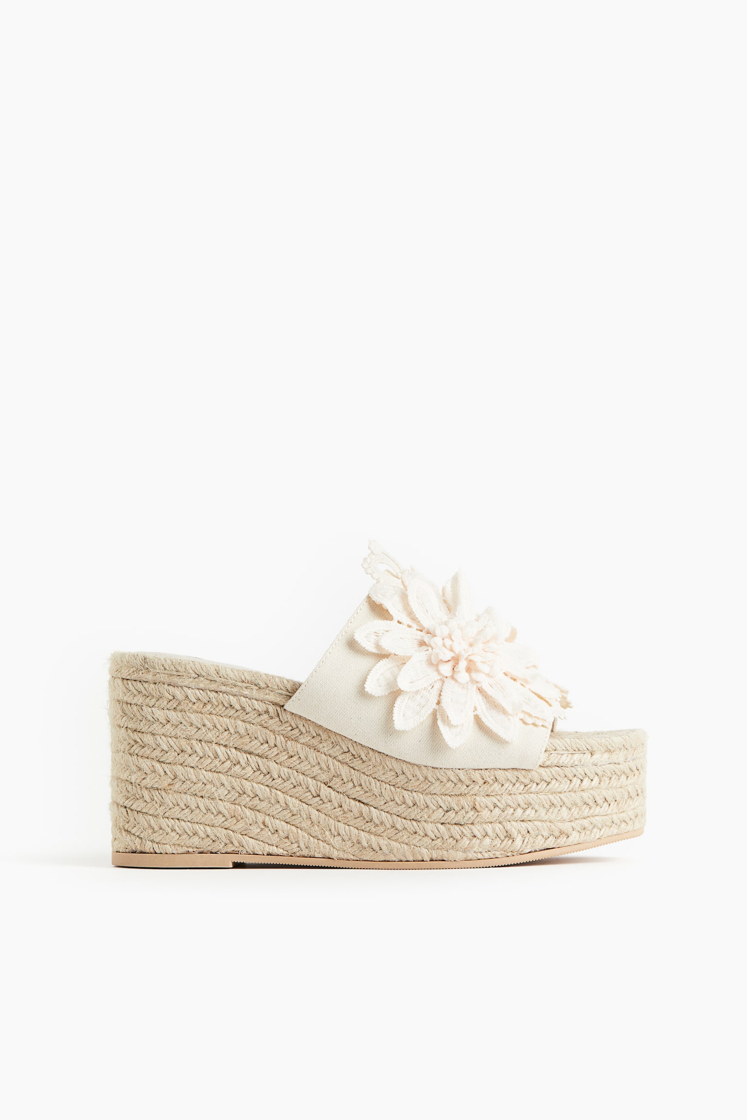 Wedge-heeled espadrille sandals - Cream - 1