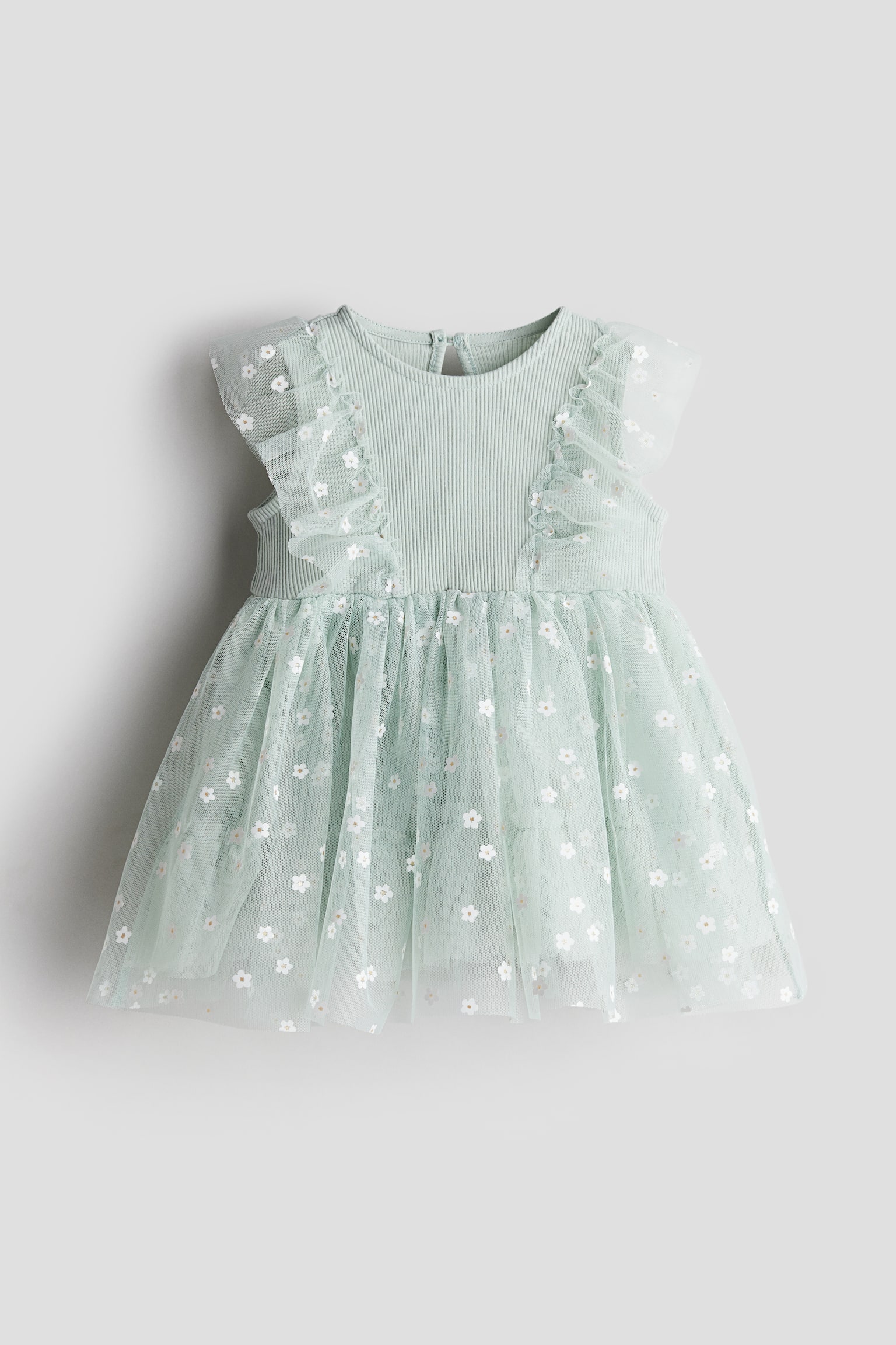 Pattern Tulle Dress - Light green/Cream/Dot - 1