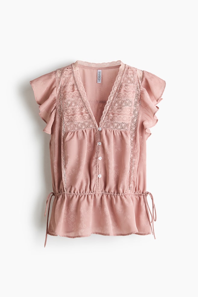Lace-detail blouse - Dusty pink/Black - 1