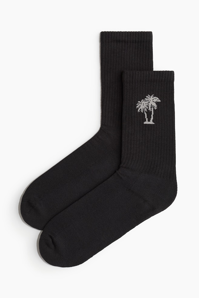Socks - Black/Palm trees - 1