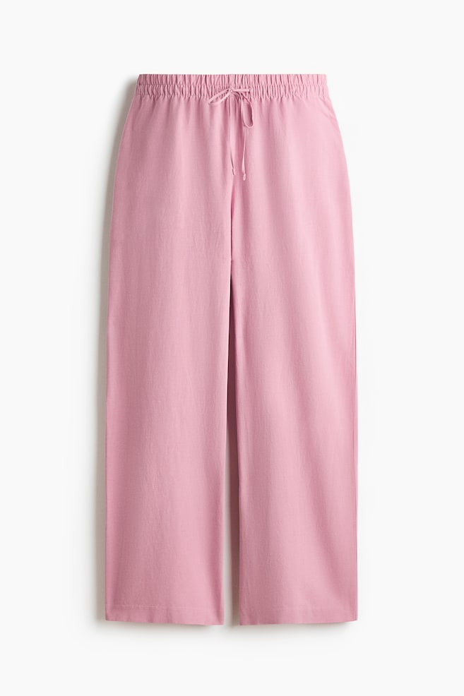 Linen-blend drawstring trousers - Pink/Light yellow/Orange/Bright blue/Beige/Striped/Bright red/Red - 1