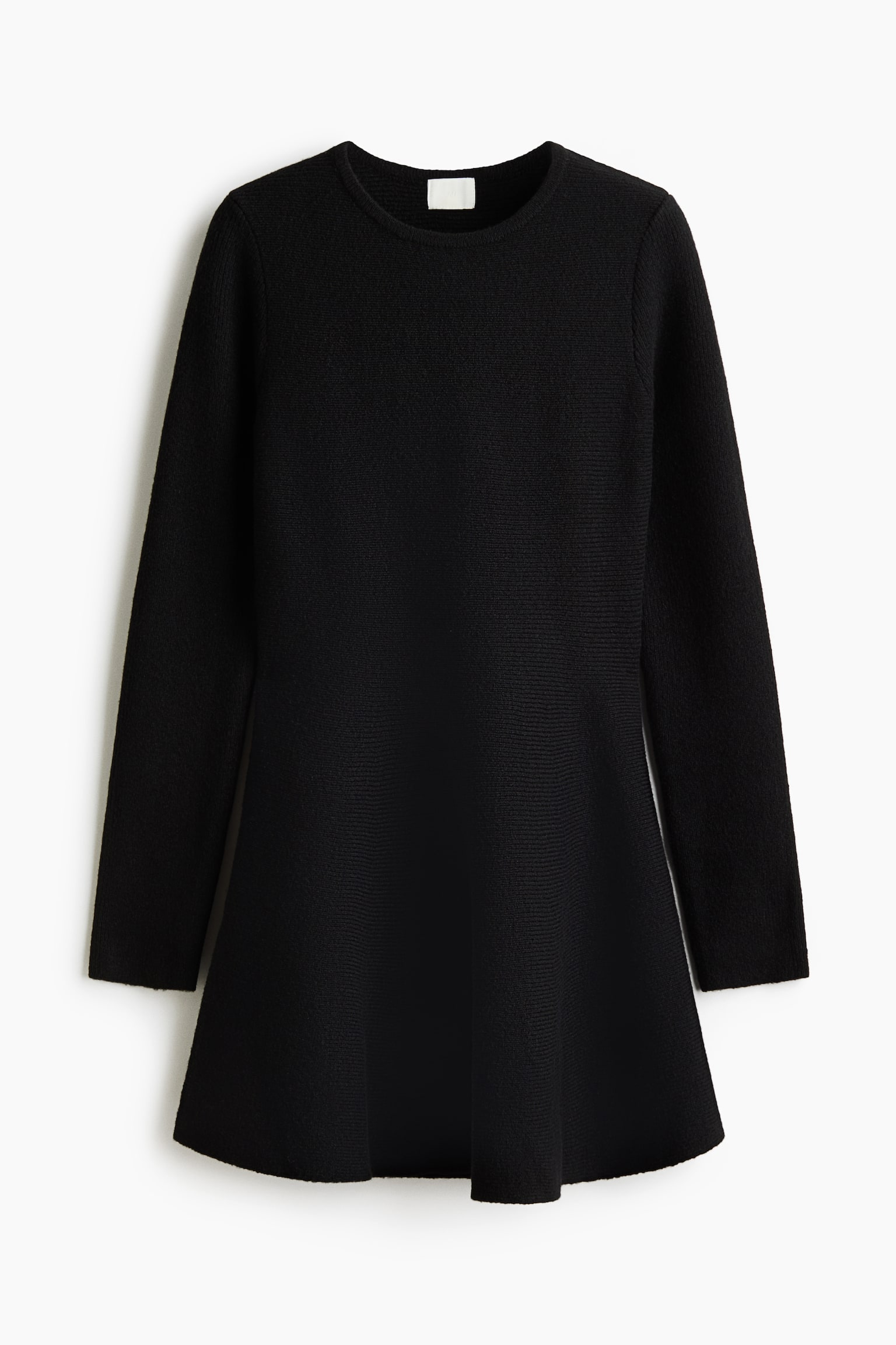 Женское платье H&M Rib-Knit Dress with Flared Skirt, цвет: Чёрный — фото 1