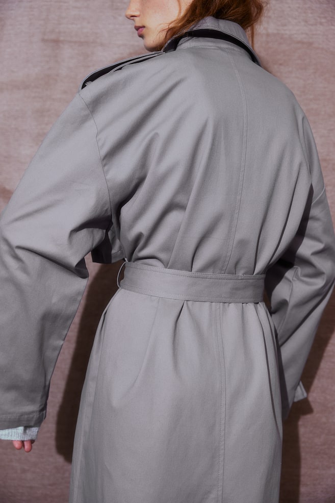 Twill trench coat - Grey/Beige - 3