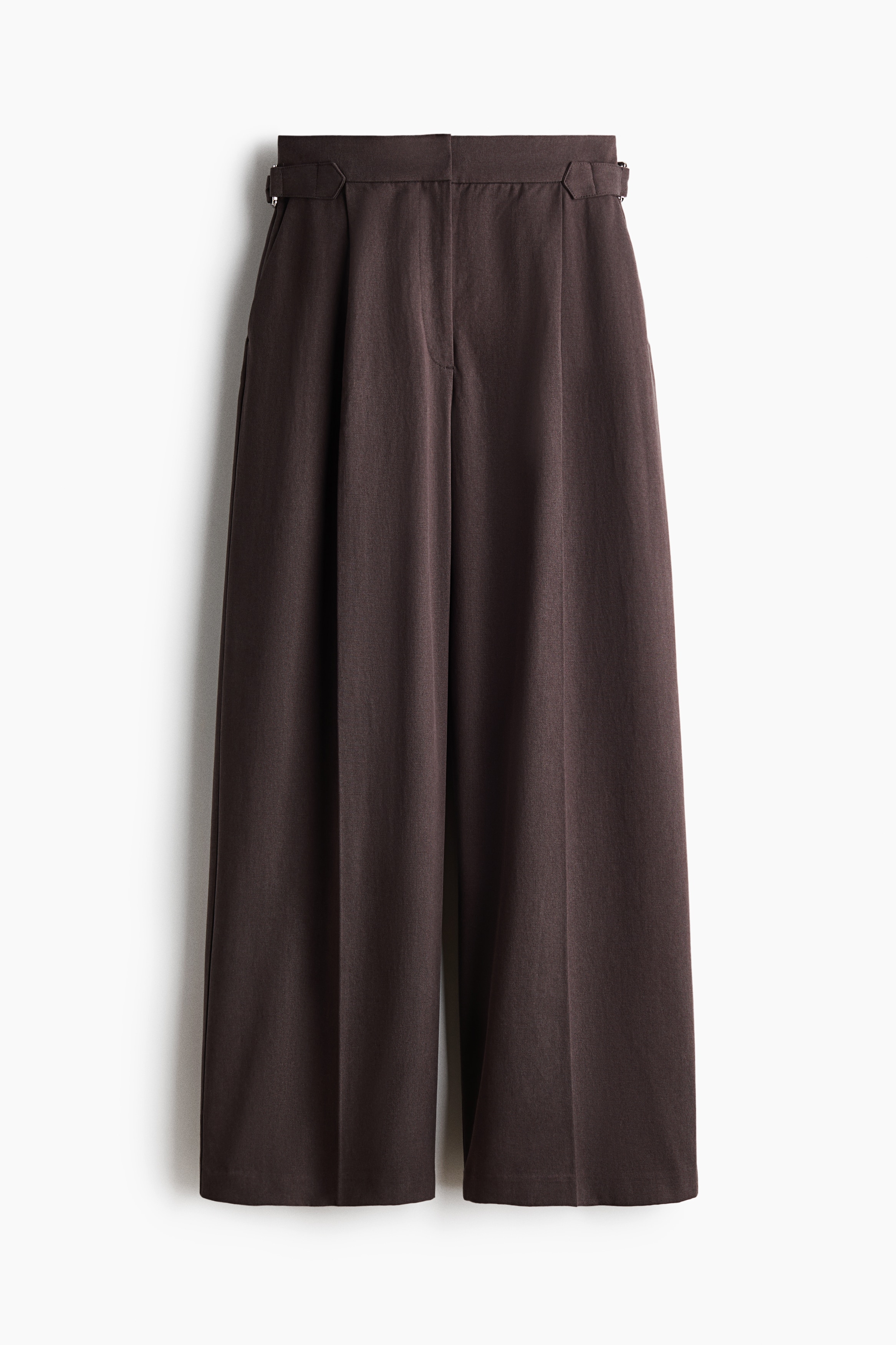 Dressad byxa med vida ben - Mörkbrun/Ljus khakigrön