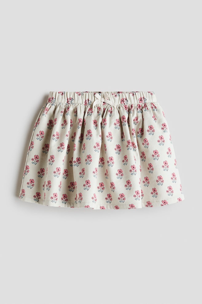 Flared Twill Skirt - Cream/floral - 1