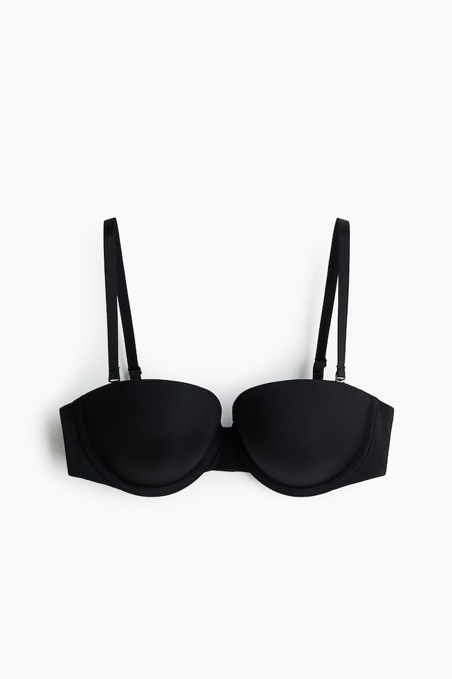 Push-up microfibre balconette bra - Black/Beige - 1