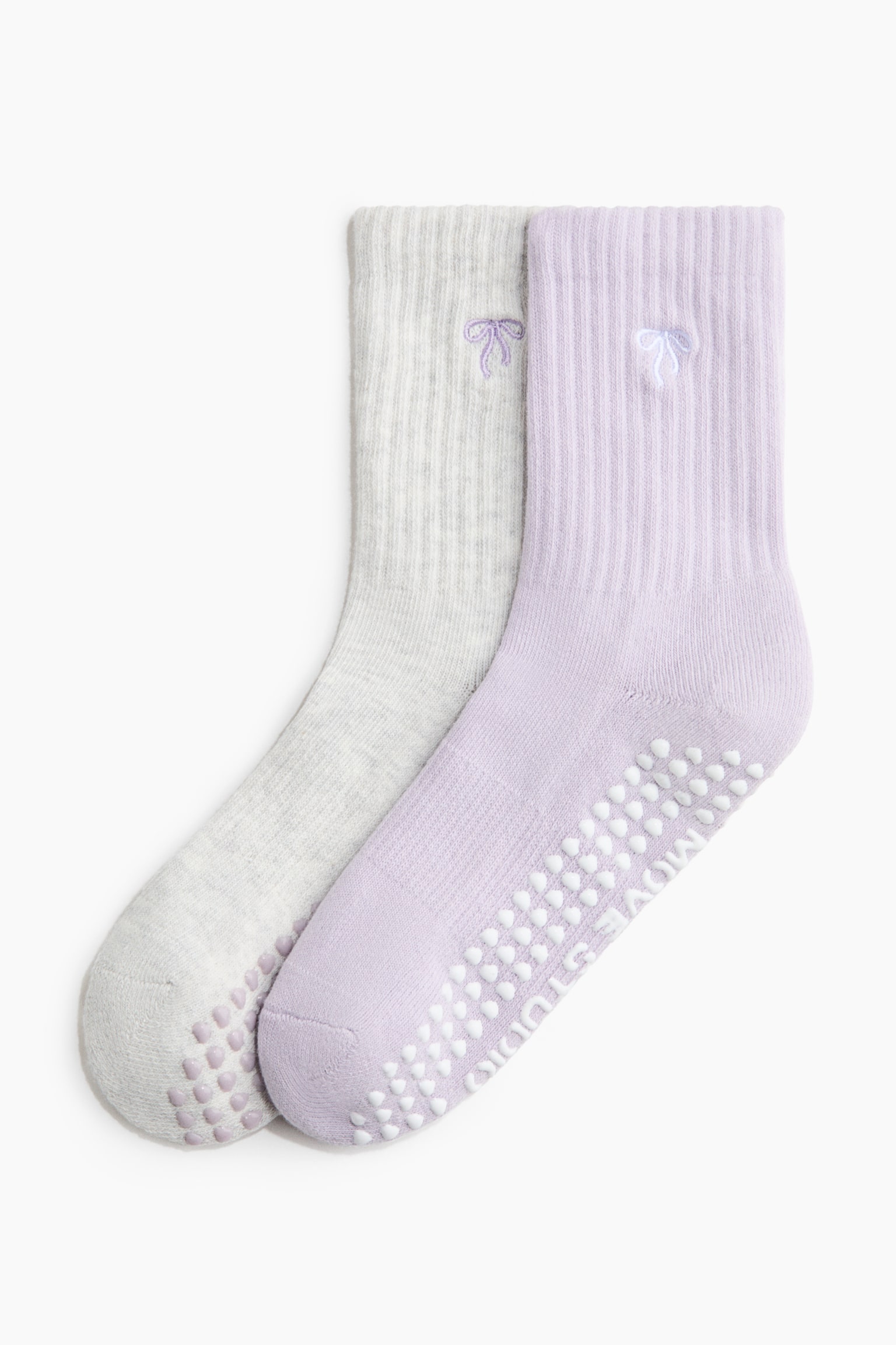 2-Pack Non-Slip Sports Socks - Lilac/light gray melange/Light burgundy/Black/white/Pink/red