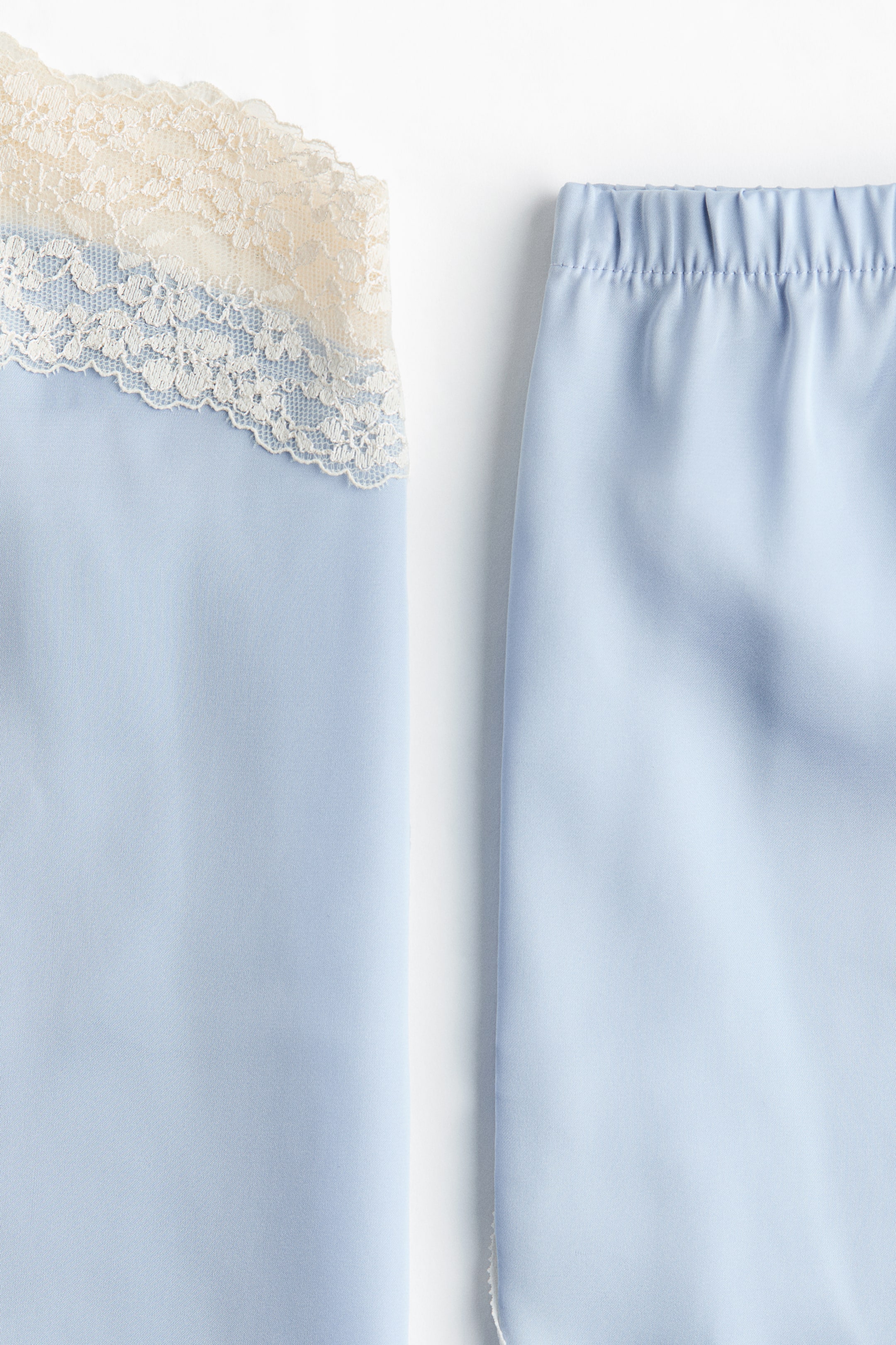 Lace-Trimmed Satin Pajamas