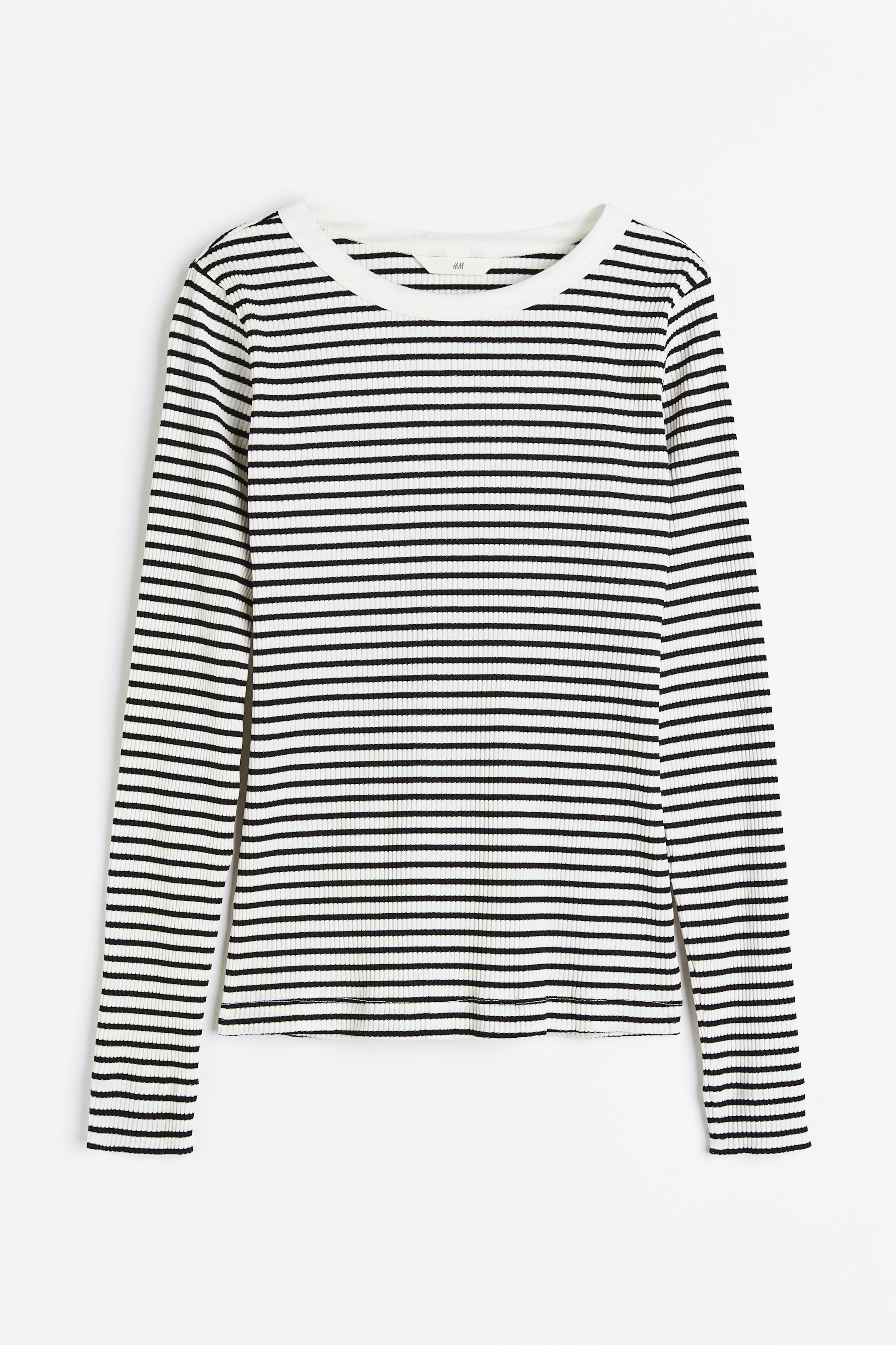 Ribbed Top - Black/striped - Ladies | H&M US