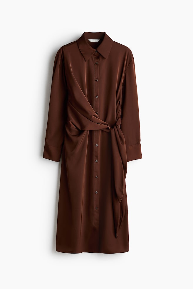 Tie-detail shirt dress - Rust brown - 1
