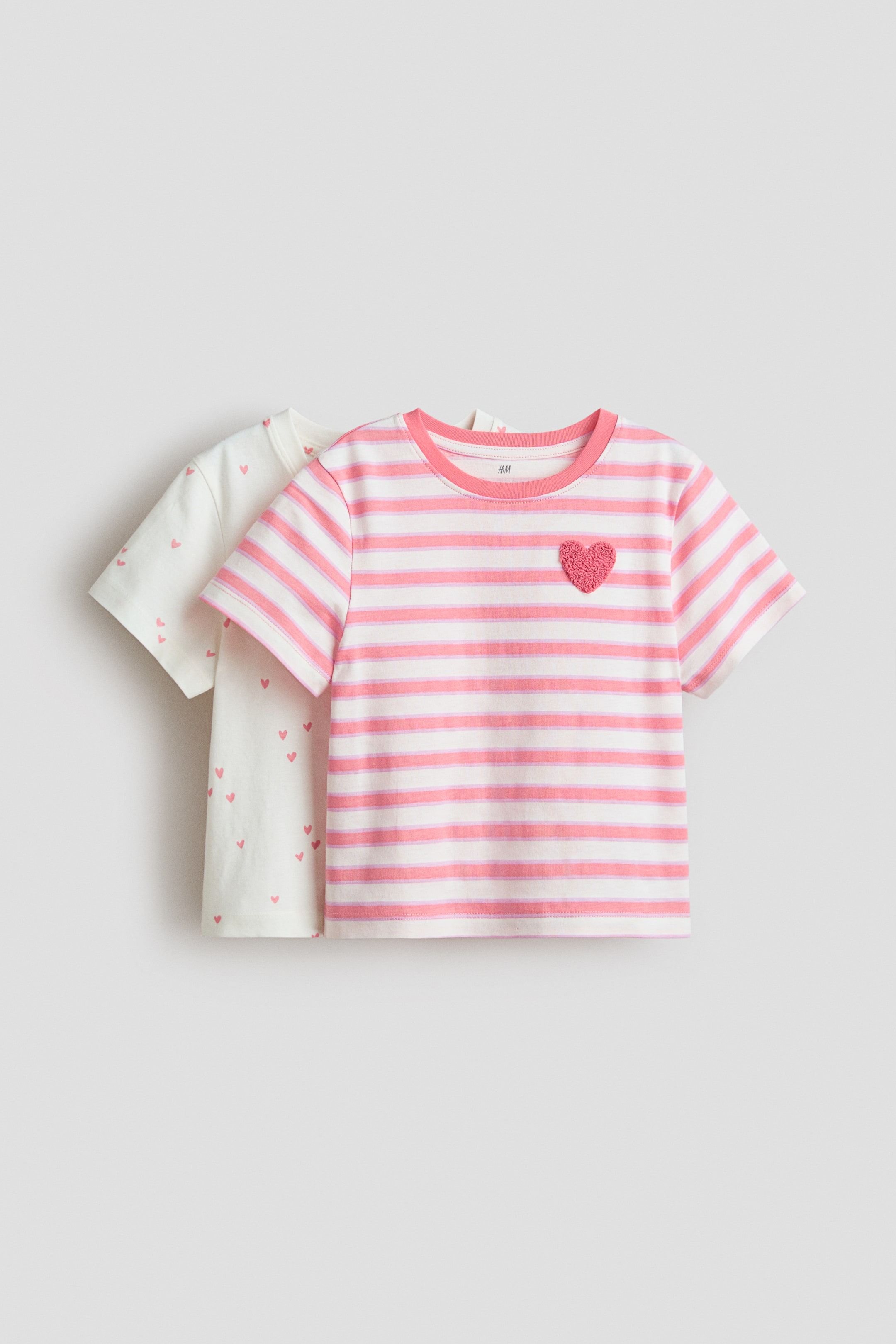 Größeres Bild ansehen: 2er-Pack Baumwoll-T-Shirts - Weiß/Herzen - Kids | H&M DE 1