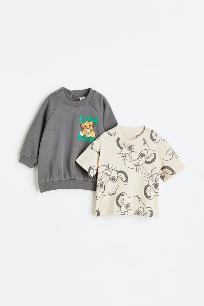 2-piece printed set - Grey/The Lion King/Dark grey/MIckey Mouse