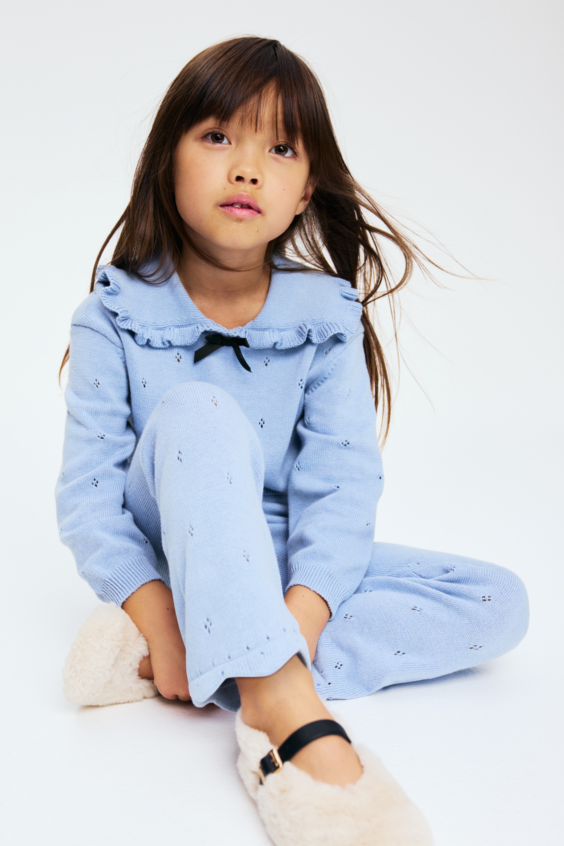 H & M - ポインテルニット2アイテムセット - ブルー