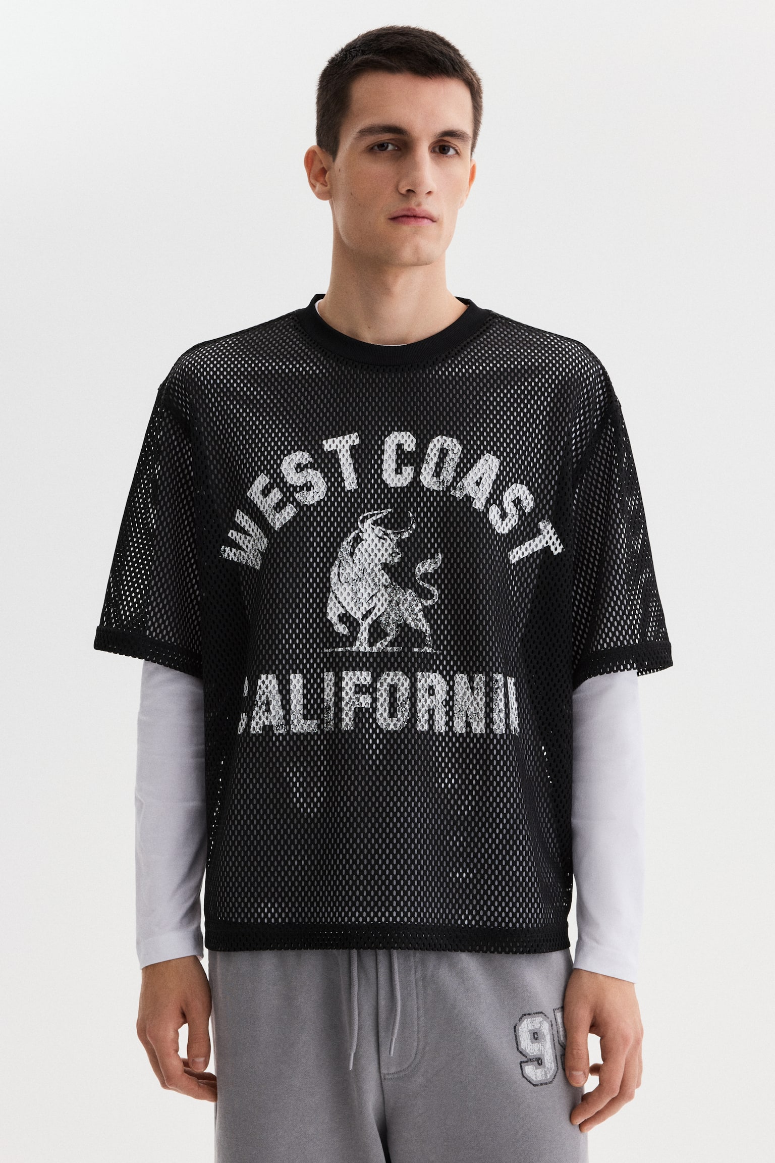 Oversized Fit Printed mesh t-shirt - Black/West Coast/Yellow/Los Angeles/Dark teal/22 - 1