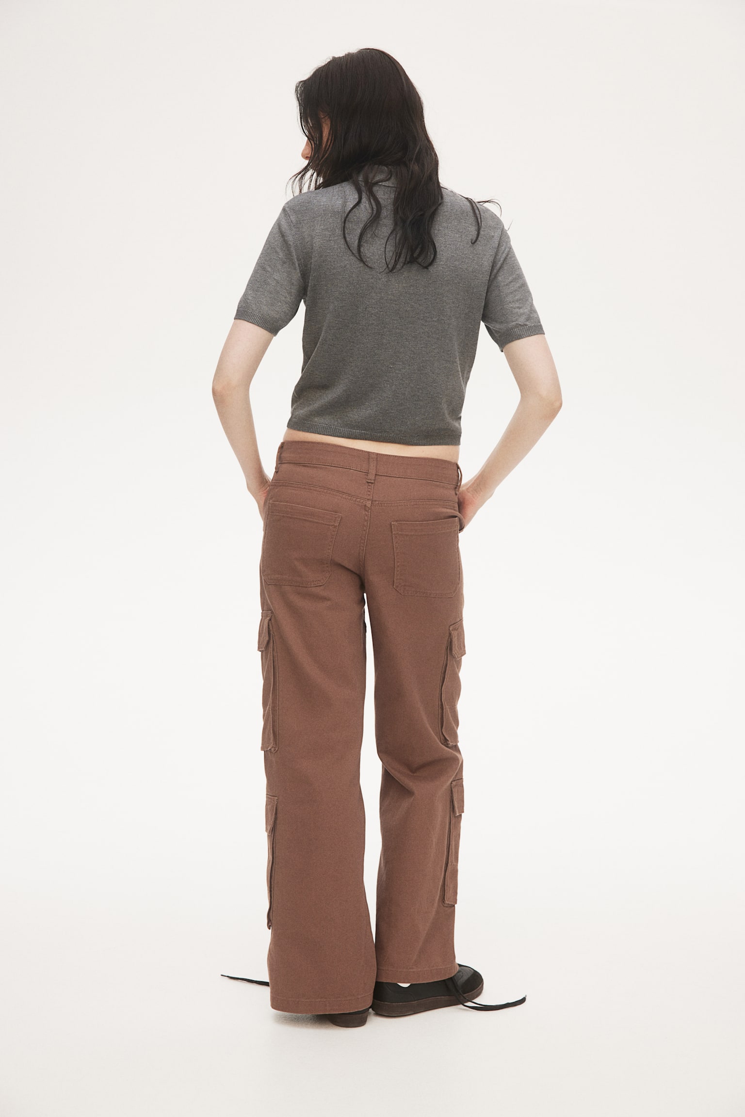 Wide cargo trousers - Brown/Dark khaki green/Beige - 6