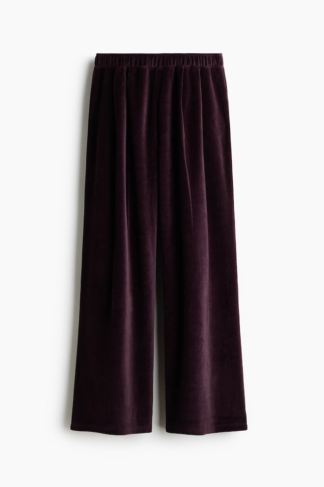 Velour Joggers - Dark purple/Dark brown/Gray melange - 1