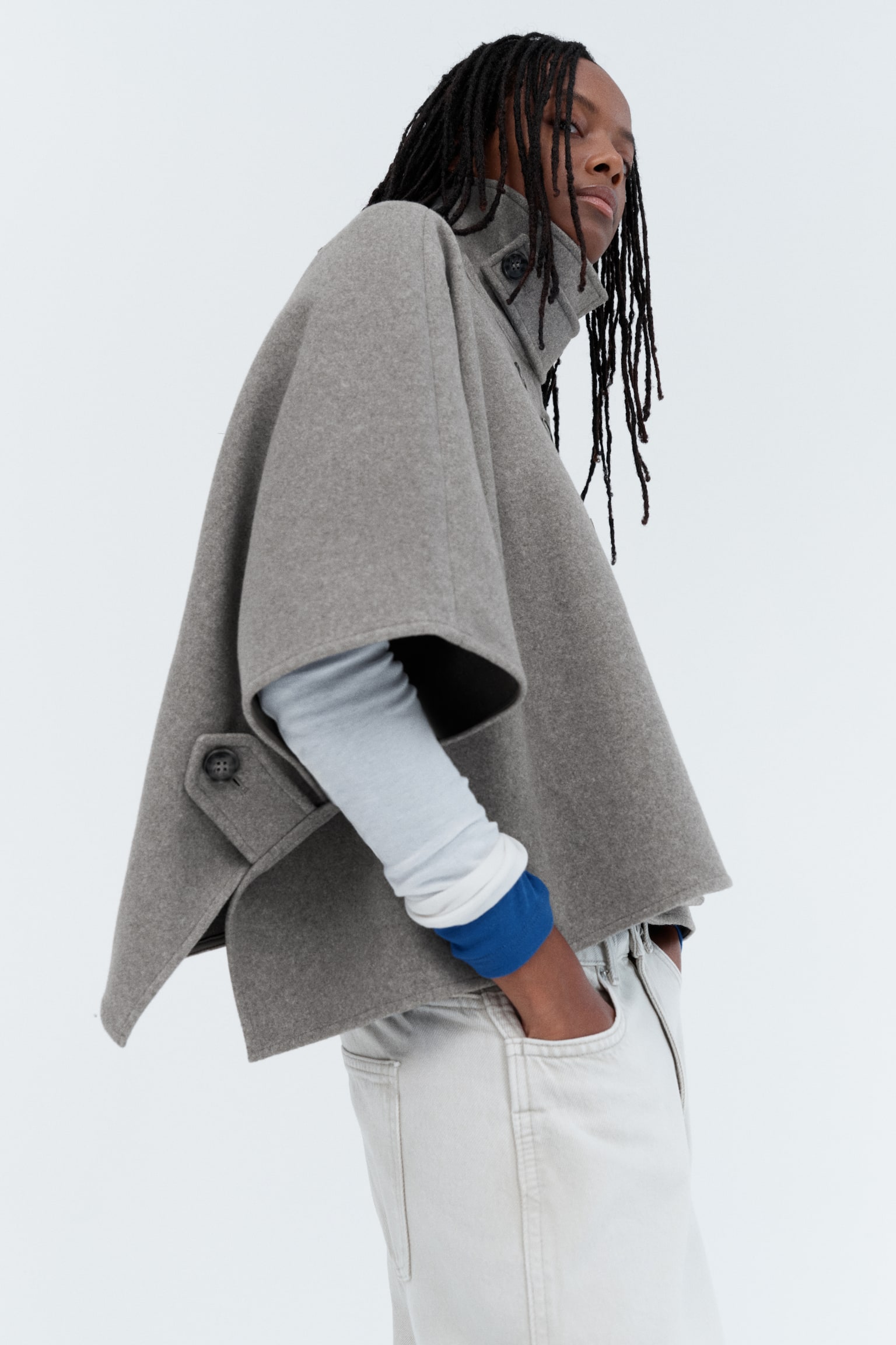 Женская куртка H&M Brushed Cape, цвет: Серо-коричневый меланжевый — фото 3