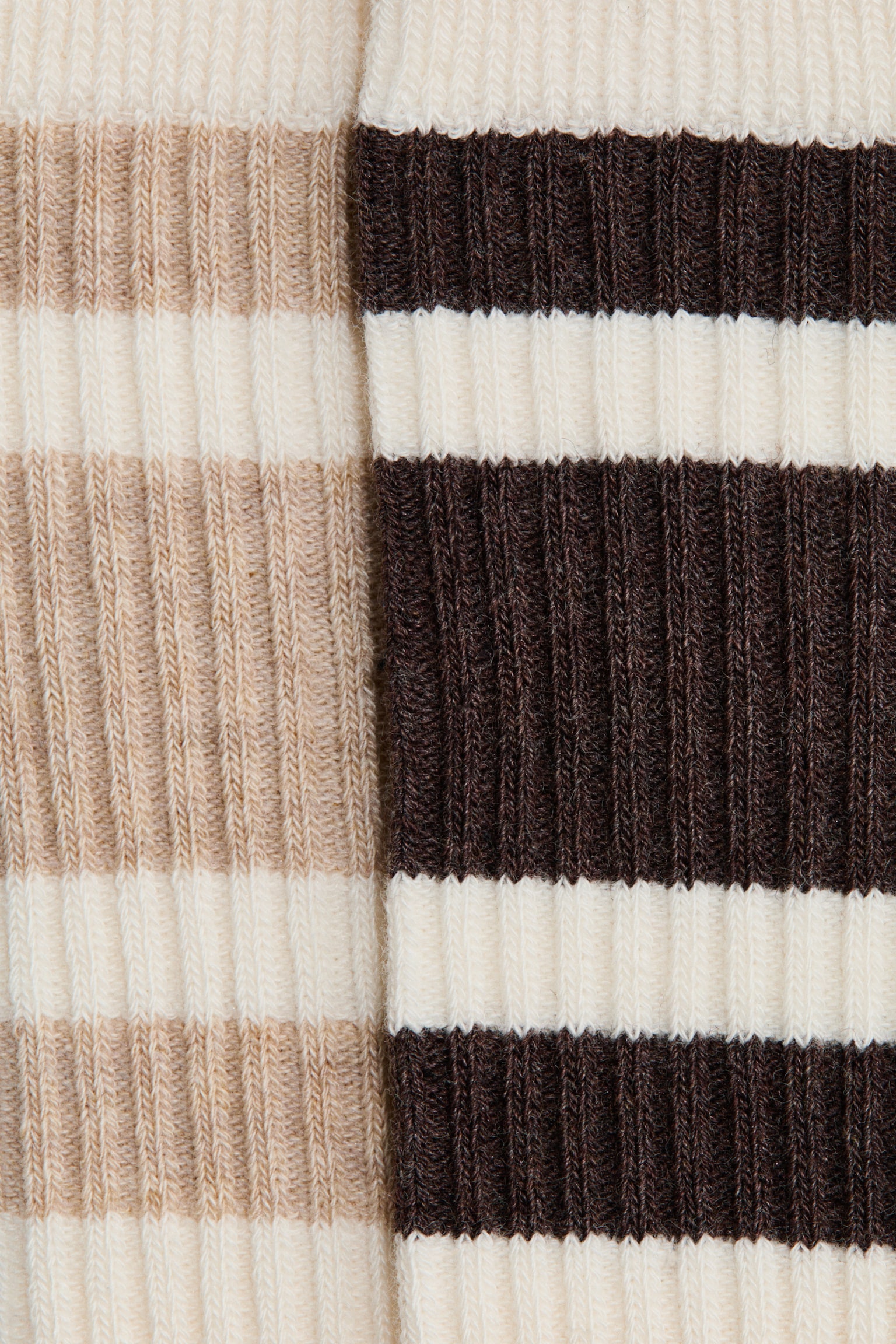 Skarpety w prążki 2-pak - Kremowy/Ciemnobrązowy - 2