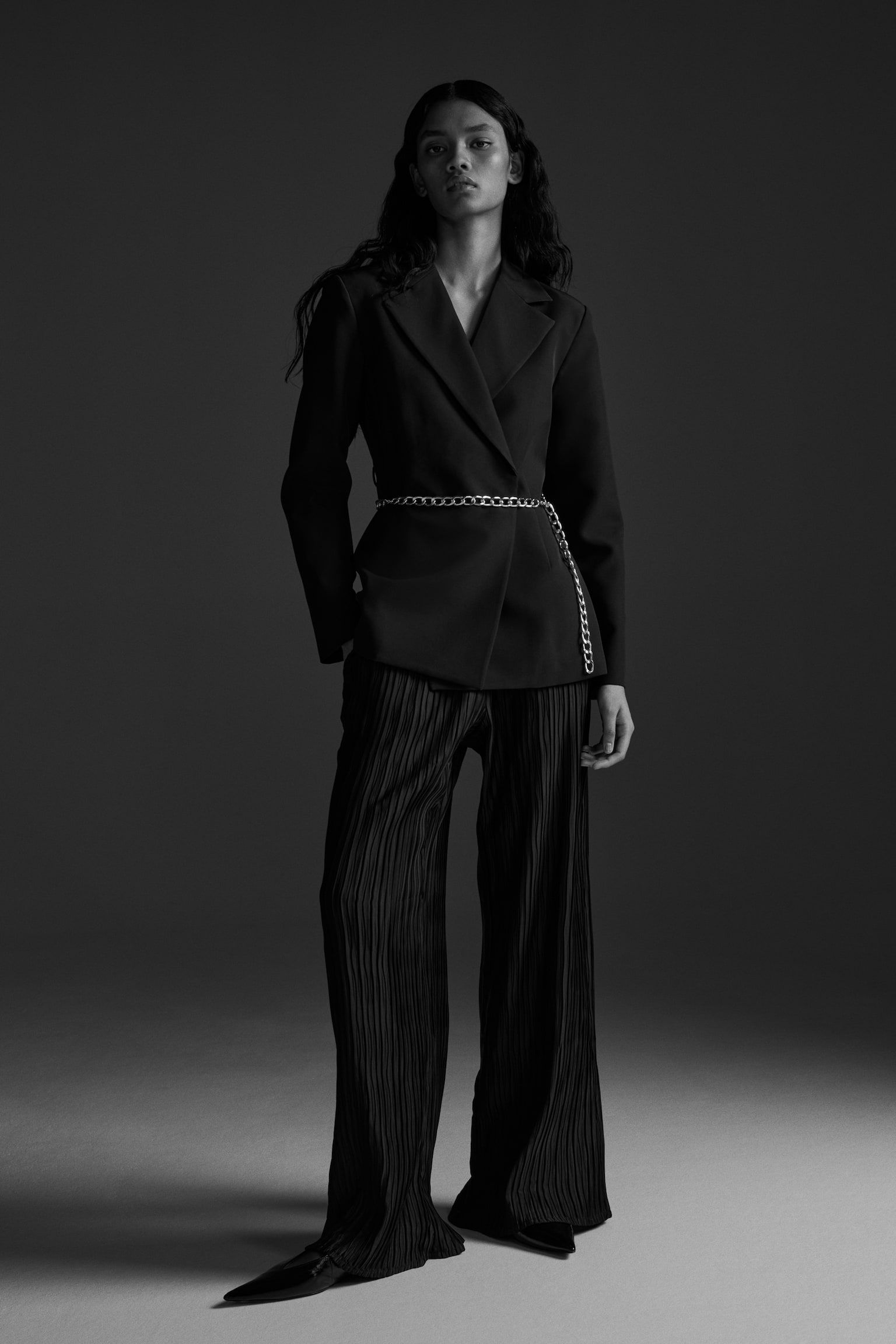 Crinkled pull-on trousers - Black/Brown/White - 5