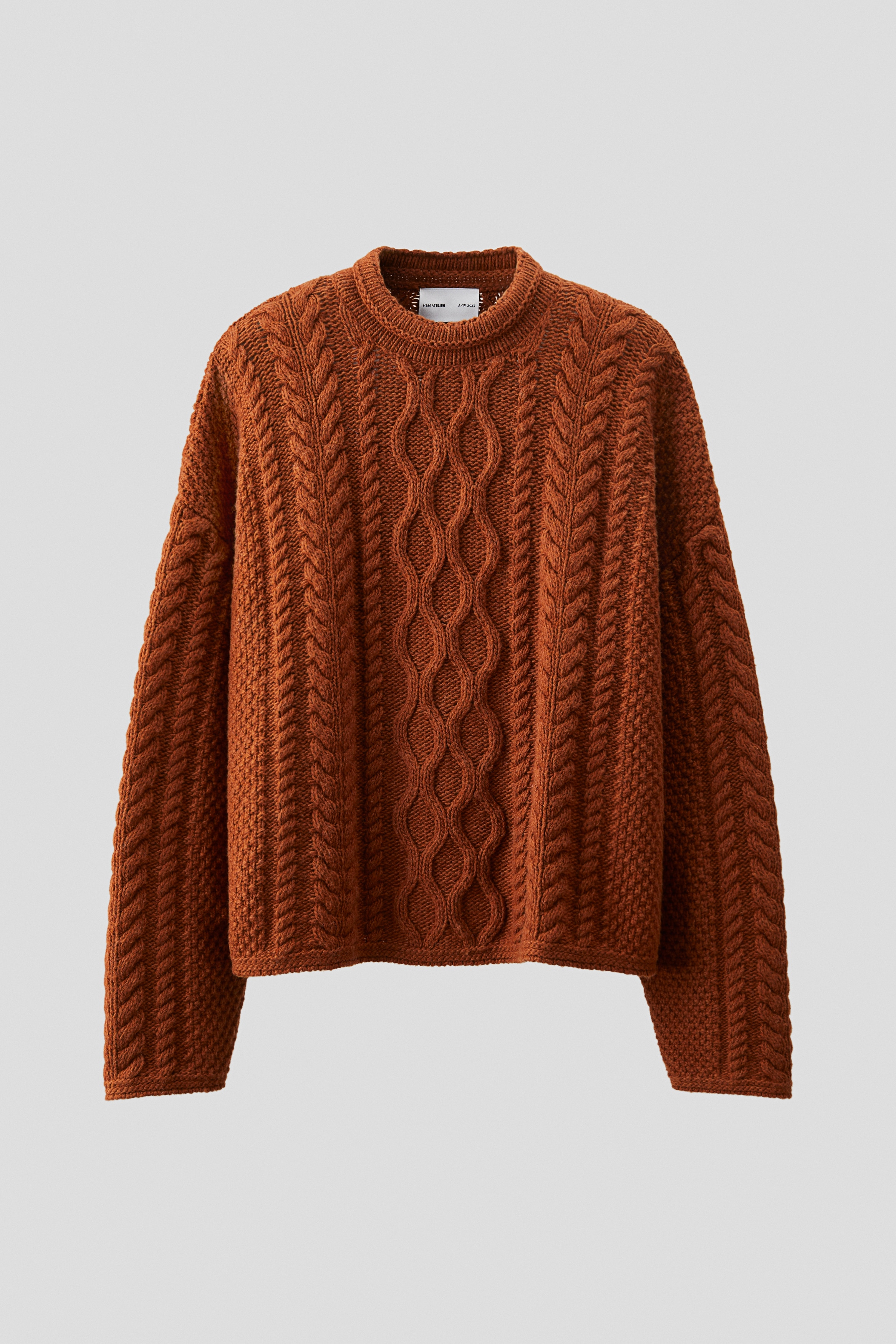 Cable-knit wool-blend jumper - Burnt orange