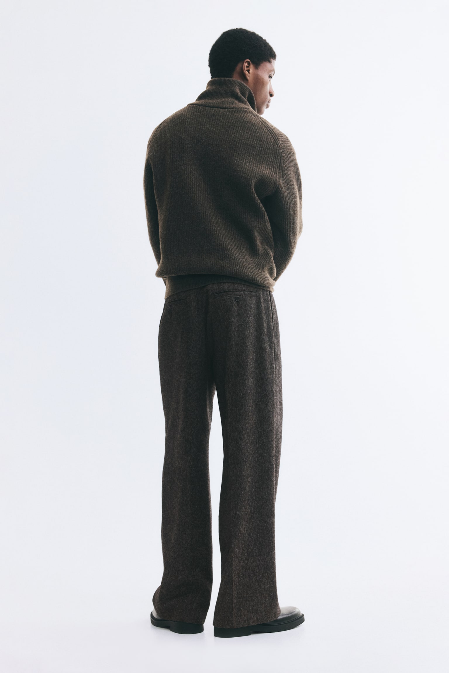 Мужские брюки H&M Loose-Fit Wool-Blend, цвет: Тёмный коричневый — фото 5