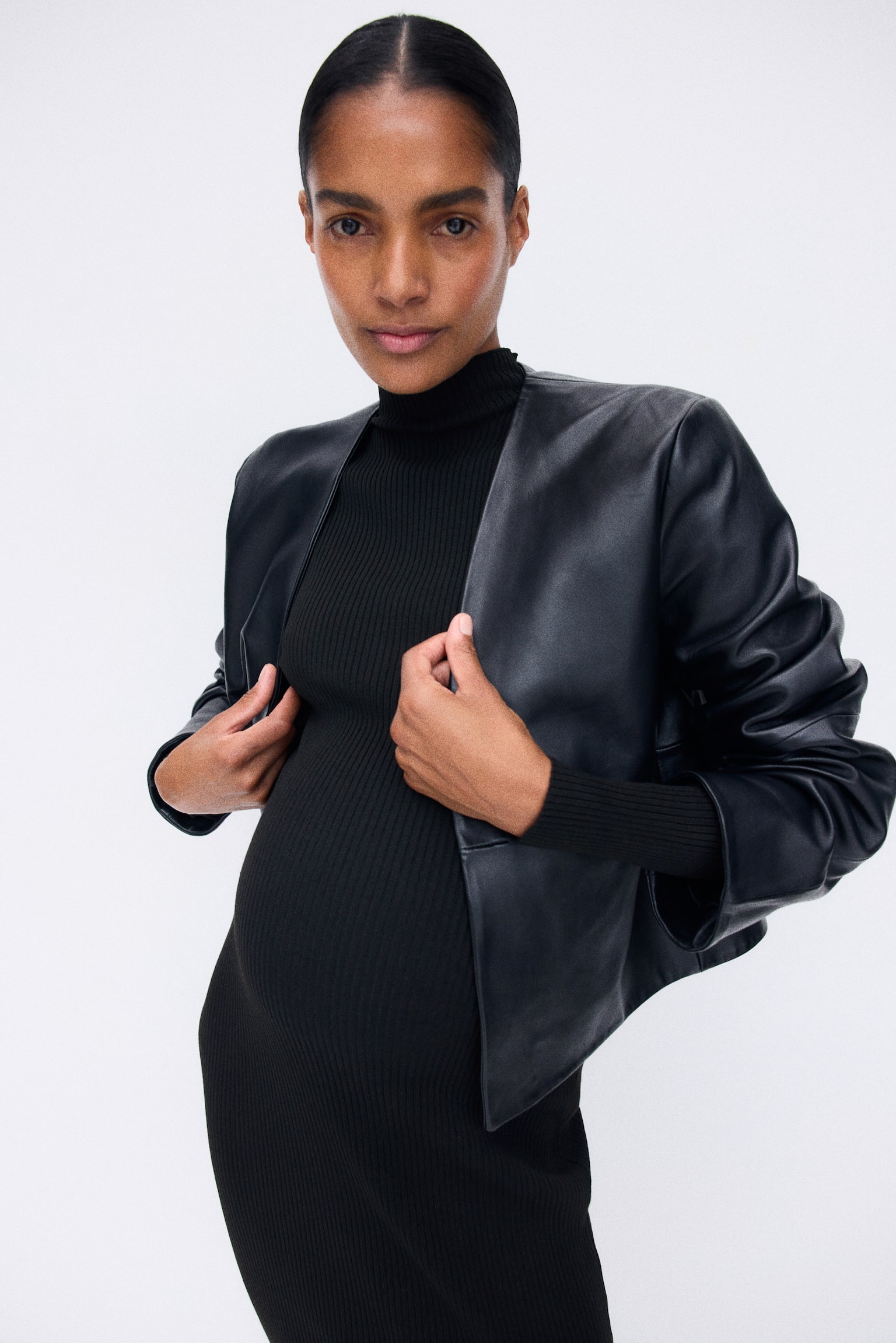 Женское платье H&M Mama Rib-Knit Mock Turtleneck, цвет: Чёрный — фото 3