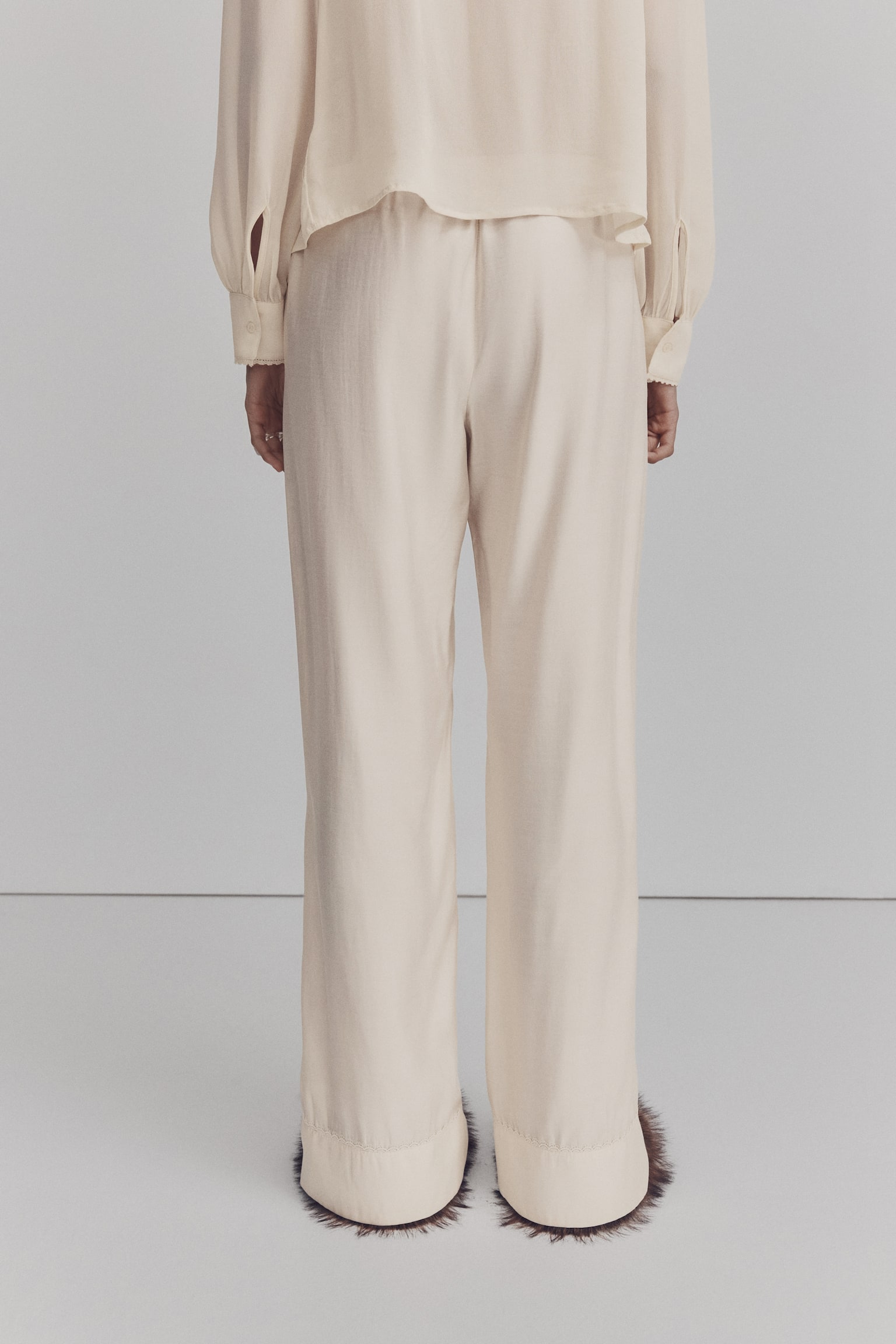 Drawstring trousers - Cream/Black - 6