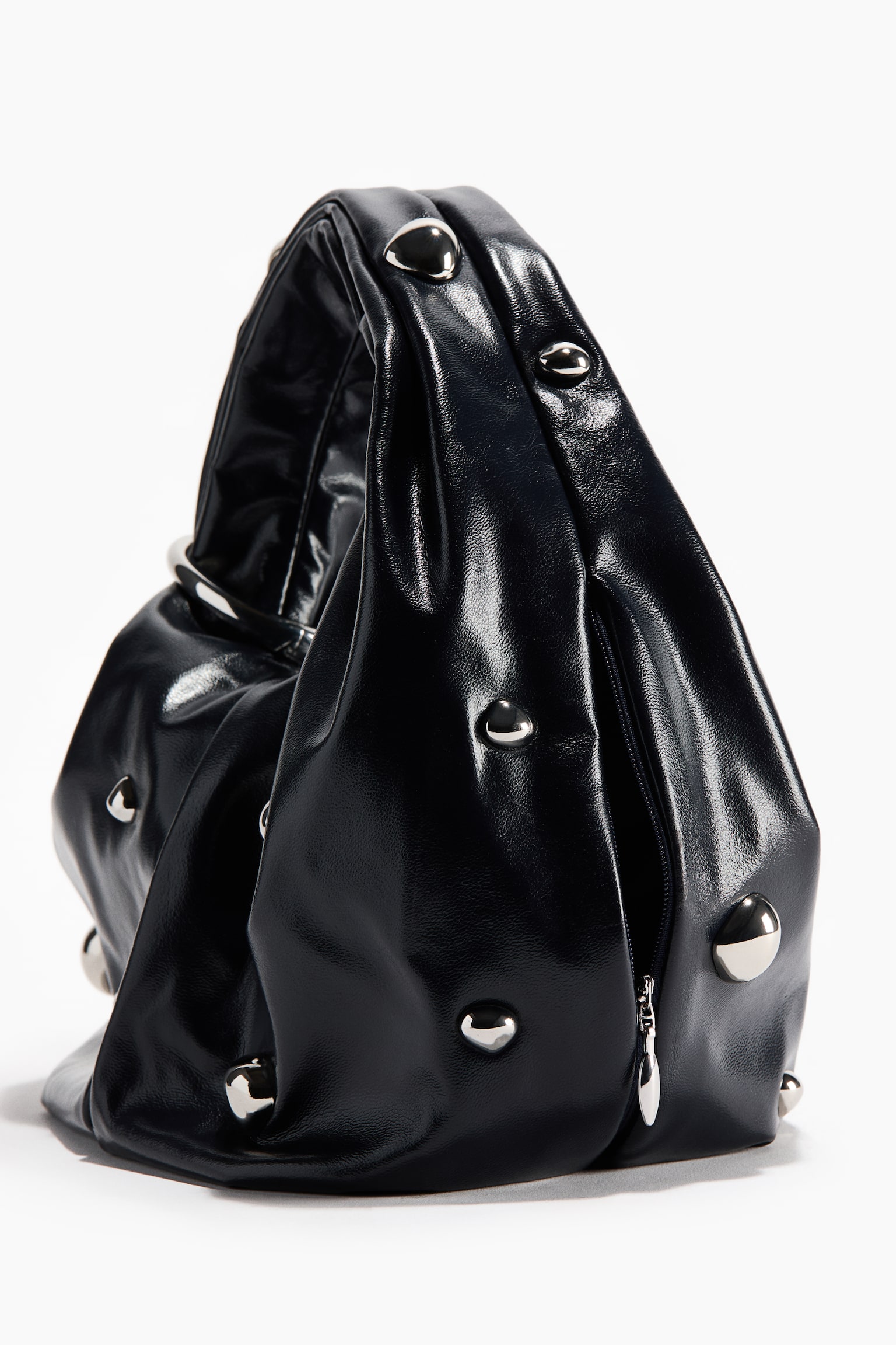 Metal-detail handbag - Navy blue/Dark brown - 3