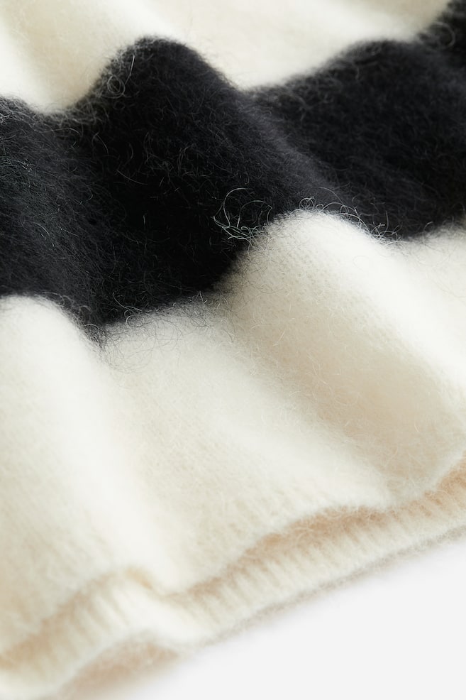 Oversized mohair-blend jumper - Cream/Dark grey/Dark brown - 4