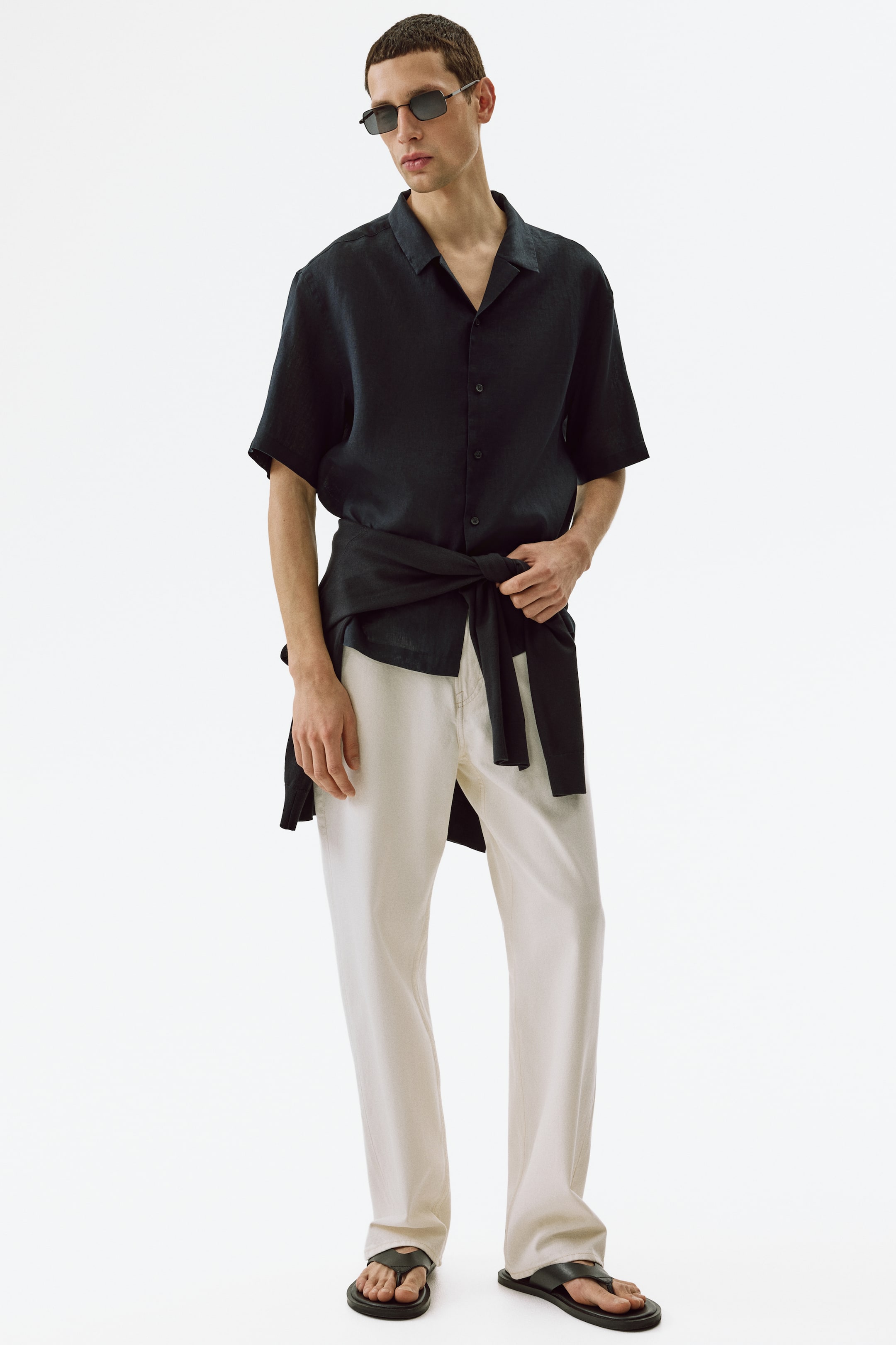 Мужские рубашки H&M Relaxed-Fit Linen Resort Shirt — фото 3