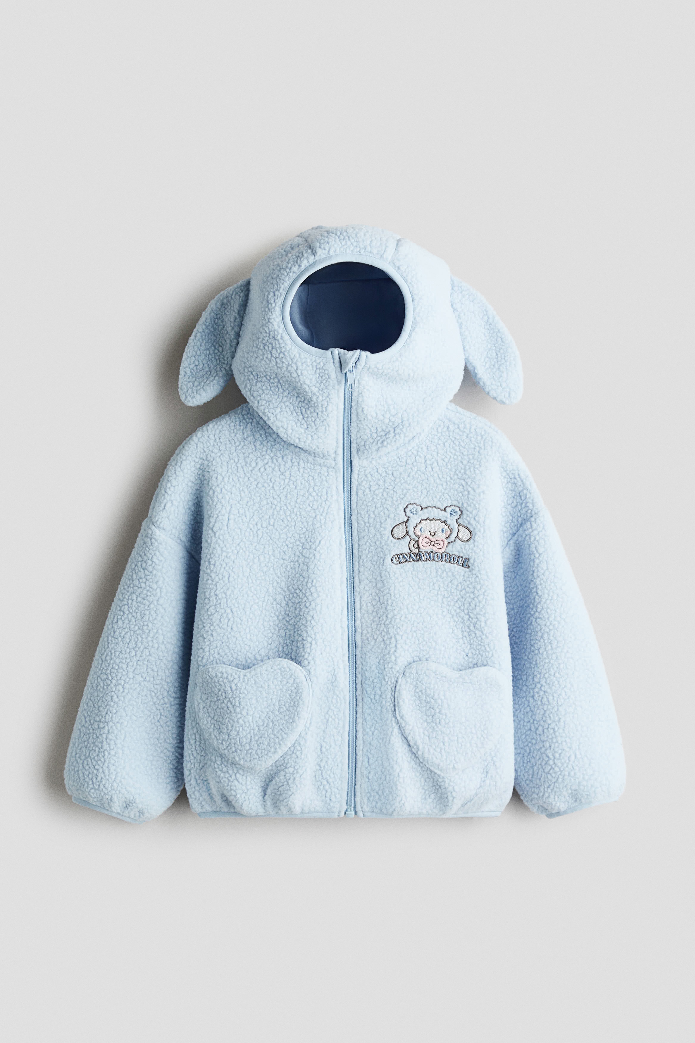 刺繍ディテール フルジップフーデッドジャケット - ライトブルー／シナモロール/ブラック／クロミ