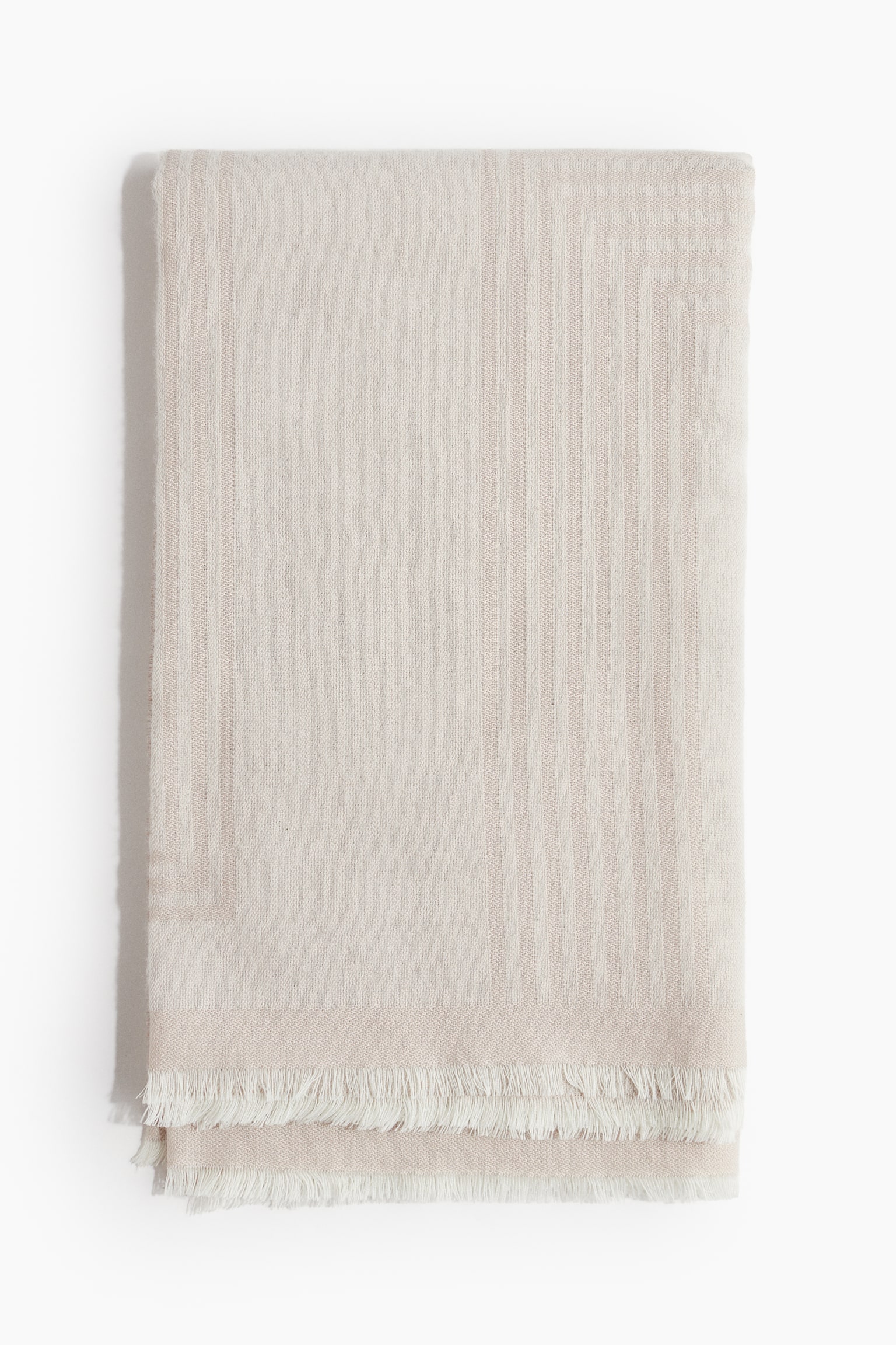 Wool-blend scarf - Light beige/Patterned/Dark brown - 1