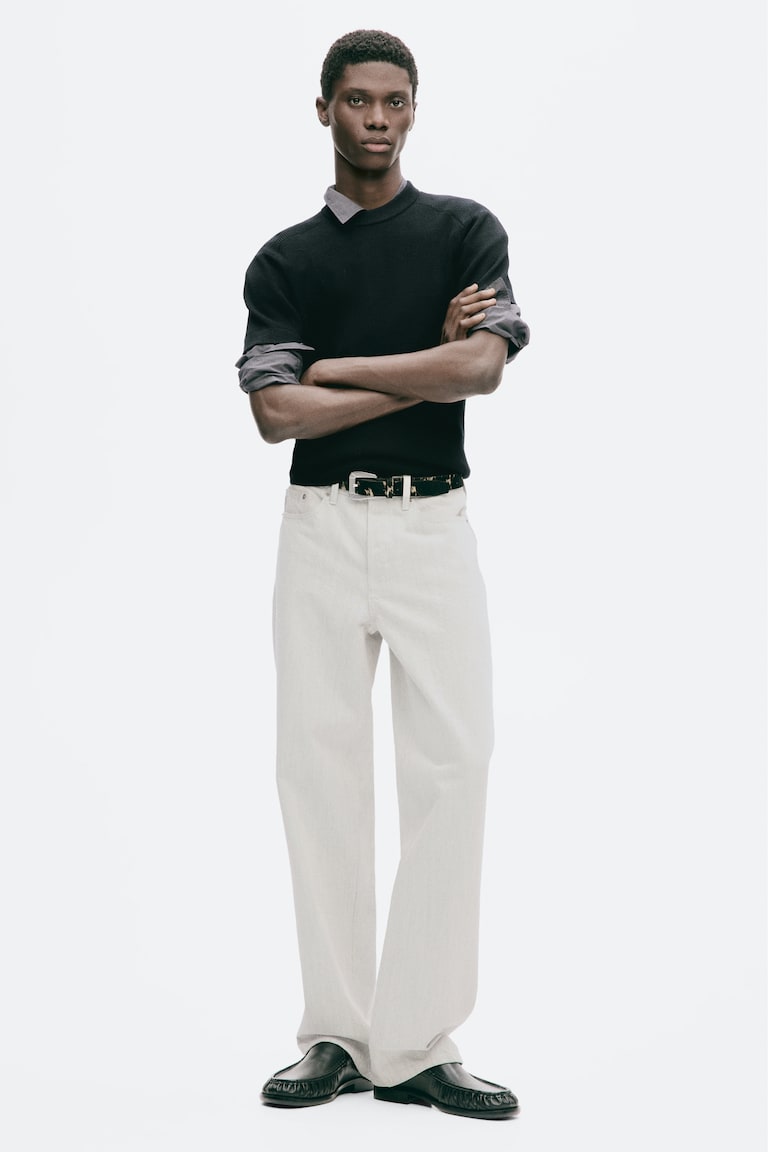 Majica od mešanog vunenog pletiva Slim Fit