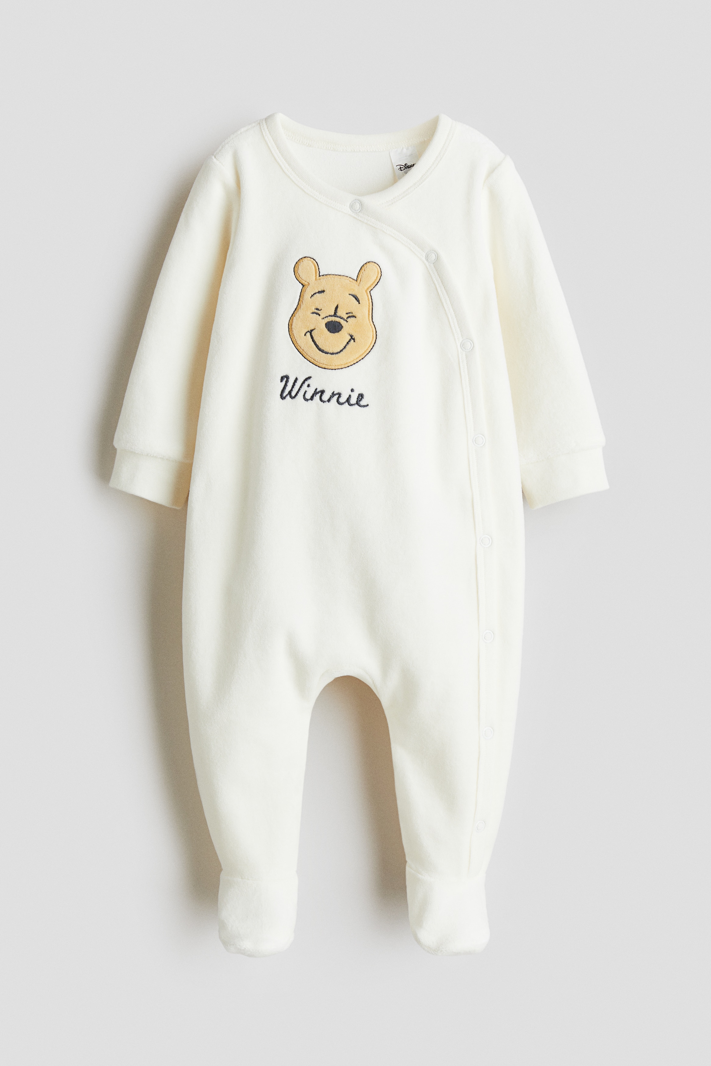 Baby - White/Winnie The Pooh Velour sleepsuit - Size: 9-12M  - H&M