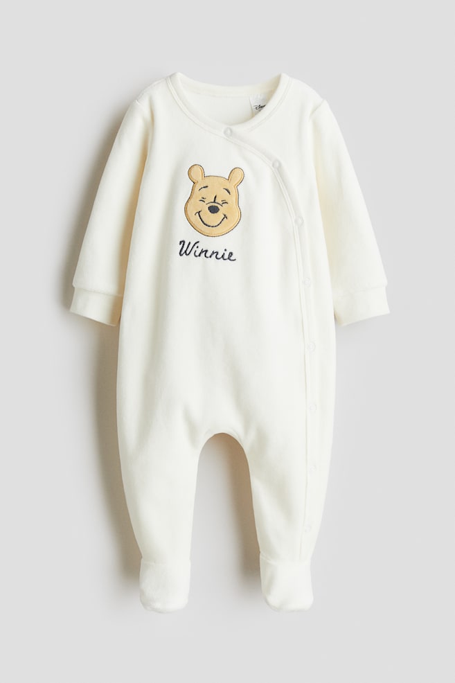 Velour sleepsuit - White/Winnie The Pooh/Navy blue/Paddington Bear - 1