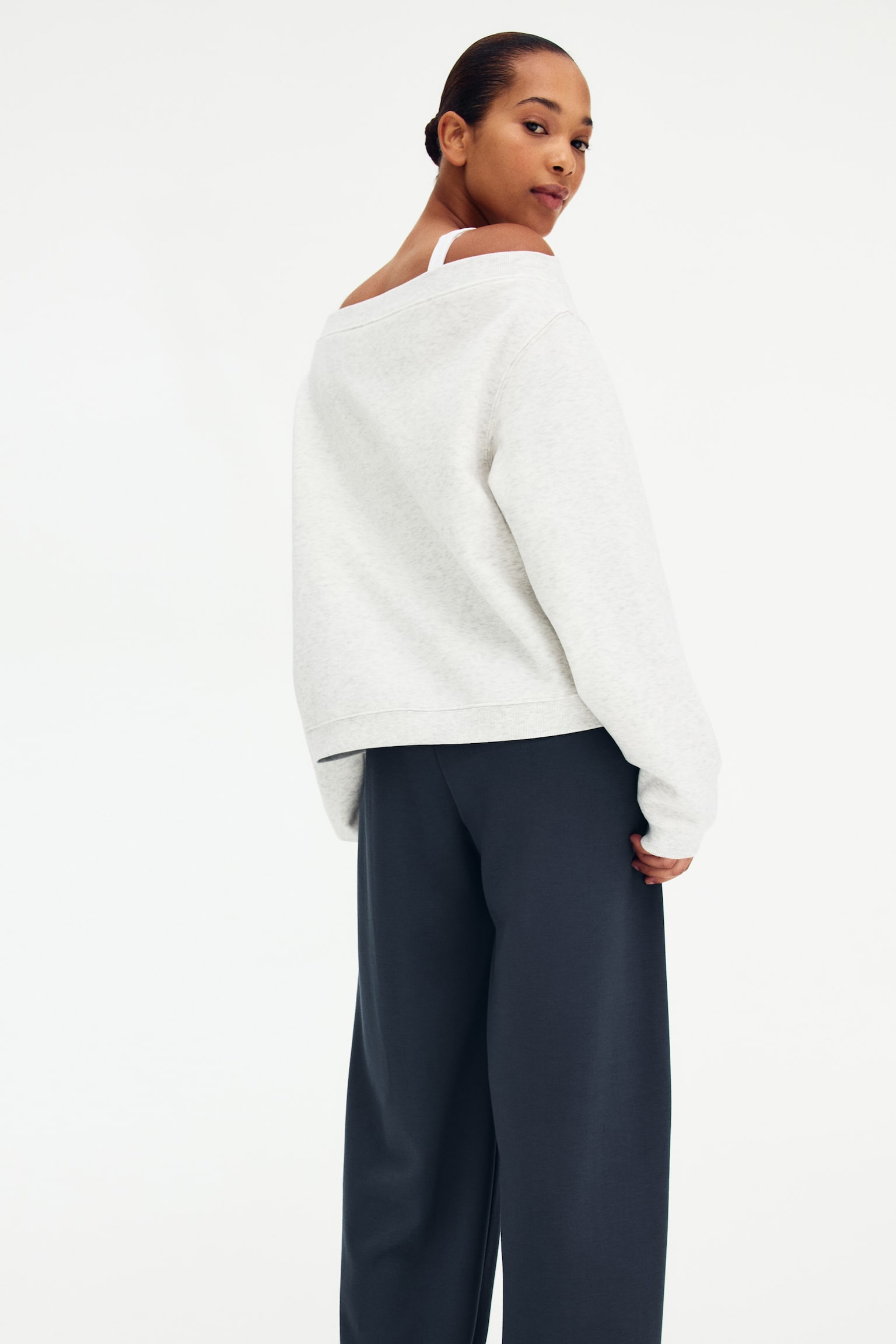 Wide pull-on trousers - Dark pigeon blue/Dark brown/Black - 4