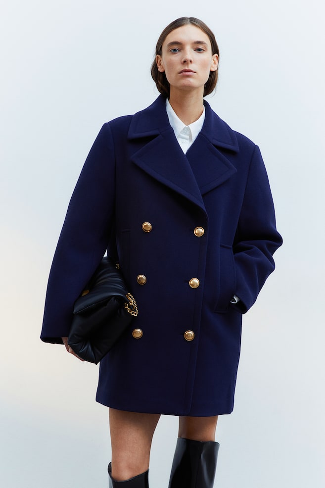 Double-breasted coat - Navy blue - 1