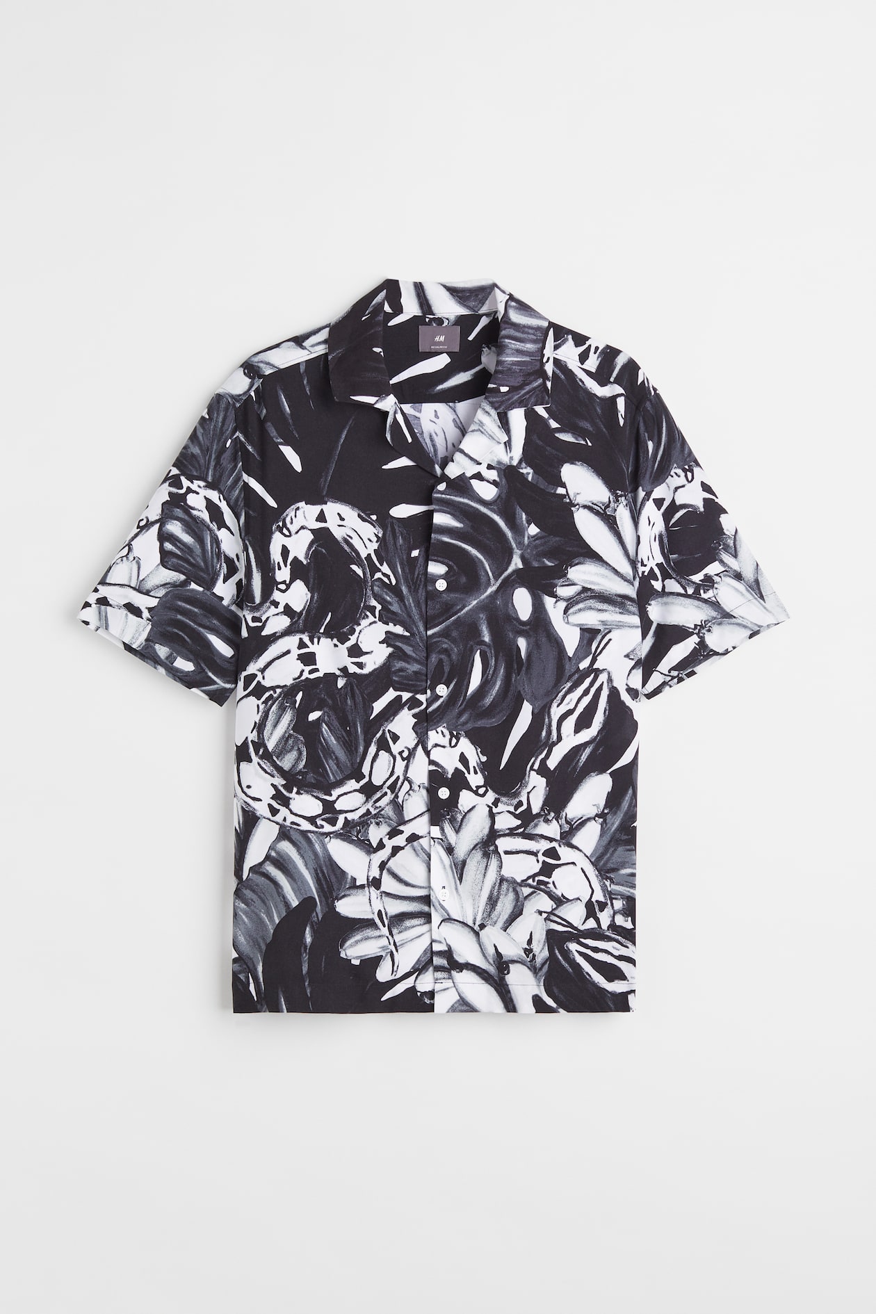 Patterned Resort Shirt - Short sleeve - Regular length - Black ...