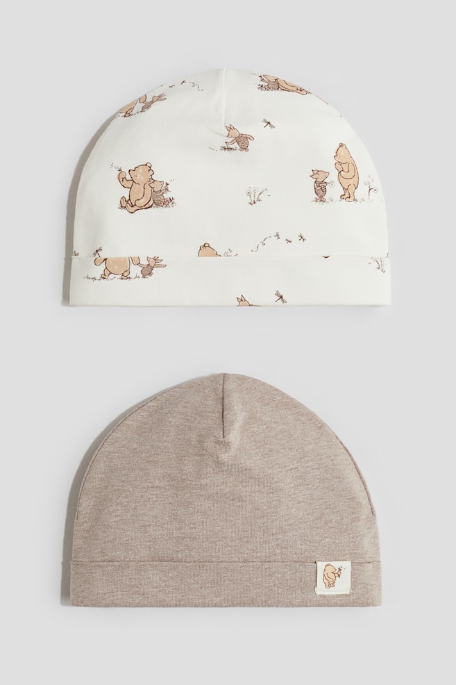 2-pack cotton jersey beanies - Cream/Winnie the Pooh - 1