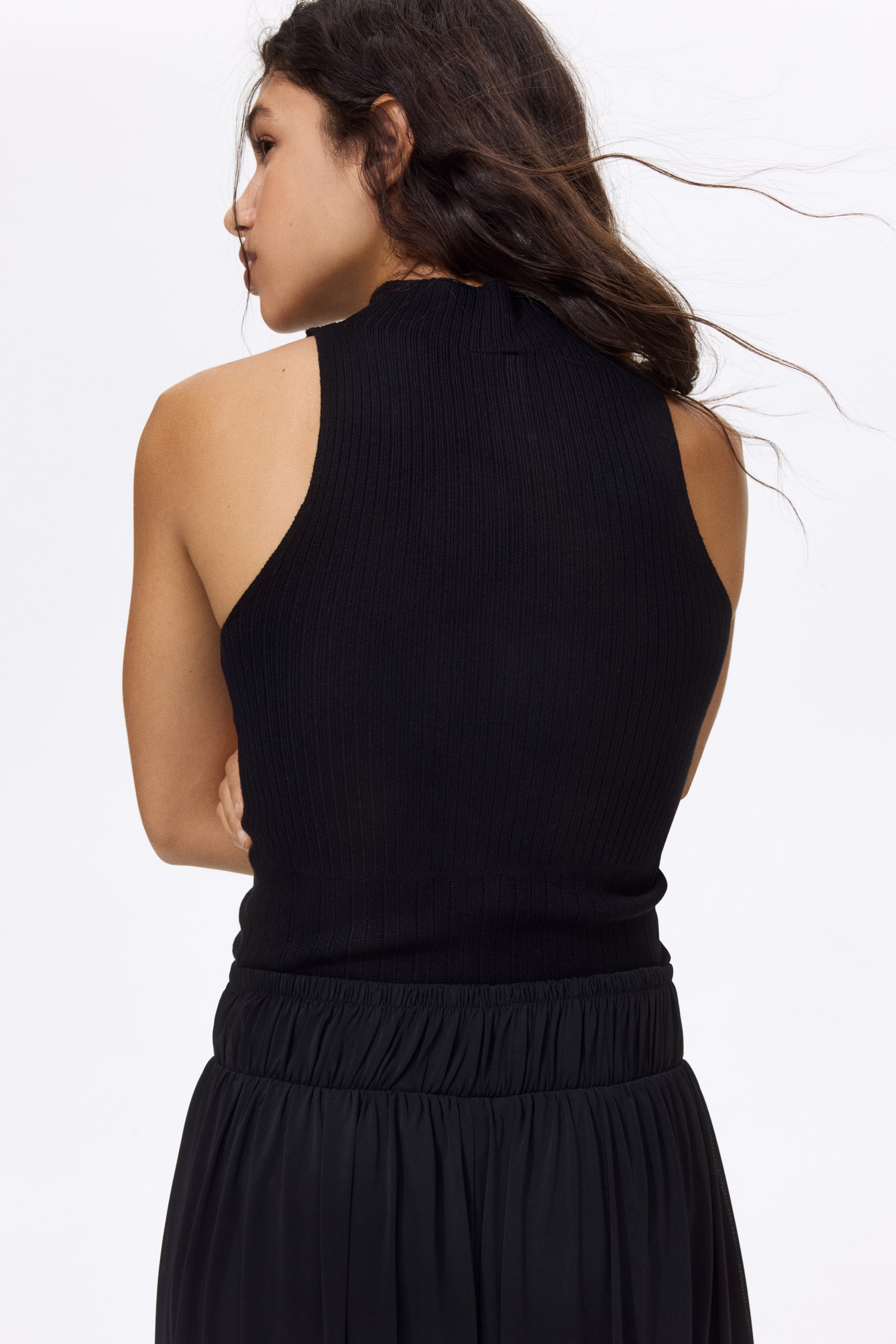 Haut en tricot côtelé avec col cheminée