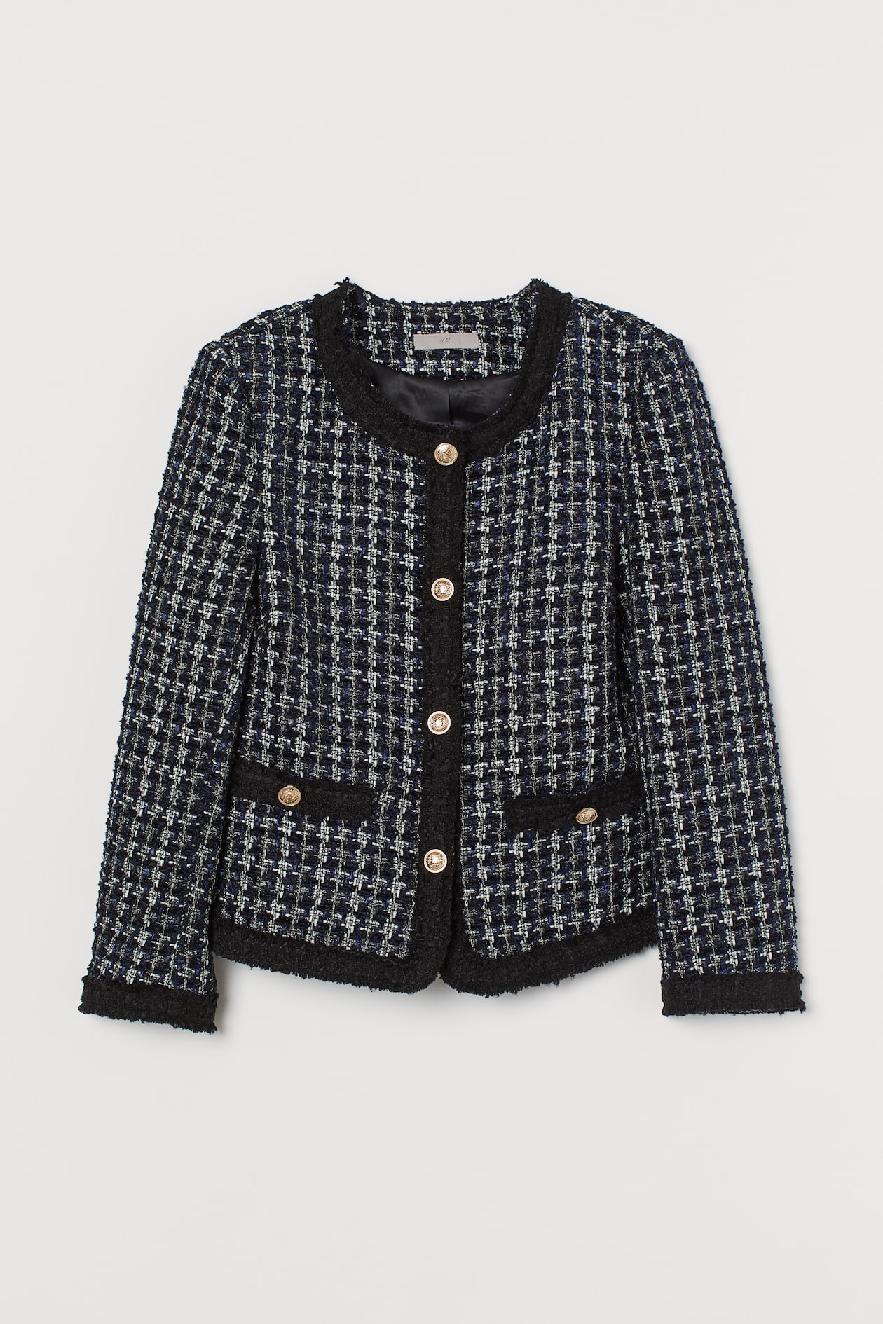 Bouclé-Blazer Schwarz/Blau Ladies H&M DE