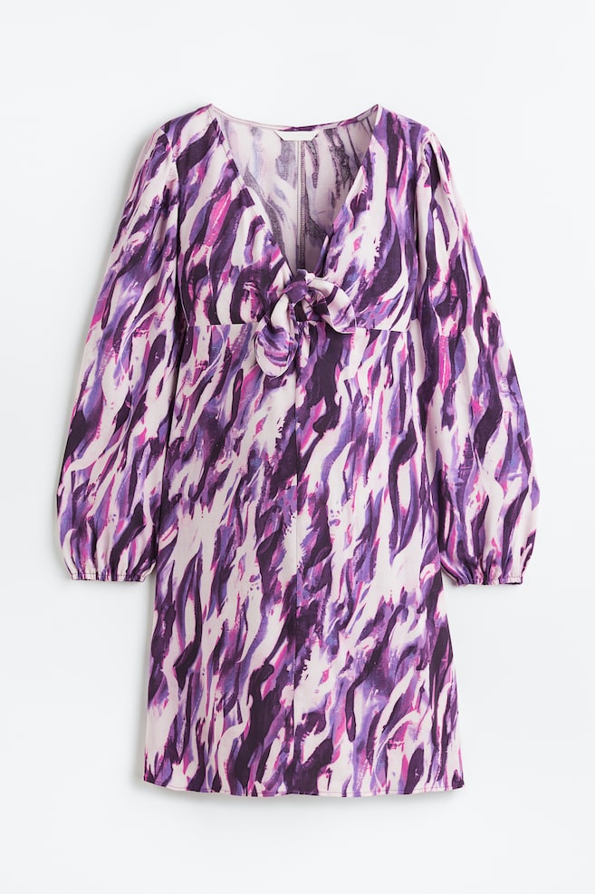 MAMA Tie-detail dress - Purple/Patterned/Red - 2