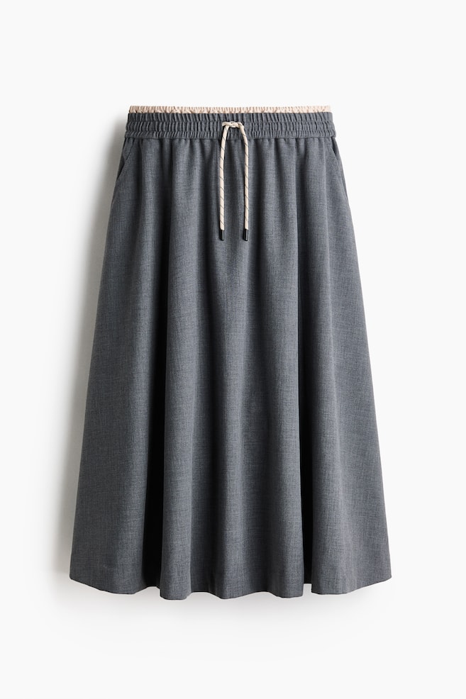 Falda midi con cordón de ajuste - Gris oscuro - 1