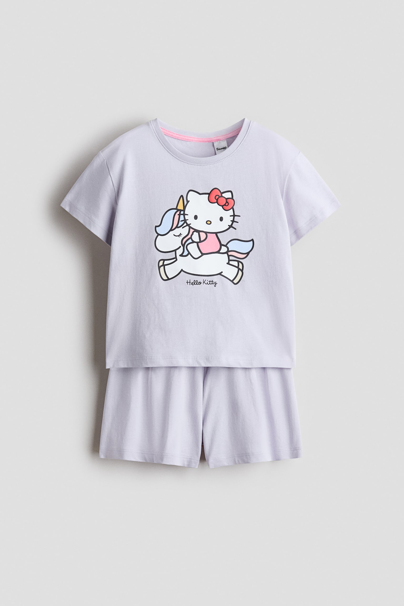 Pijama din bumbac cu imprimeu - Mov-deschis/Hello Kitty/Roz/Capybara - 1