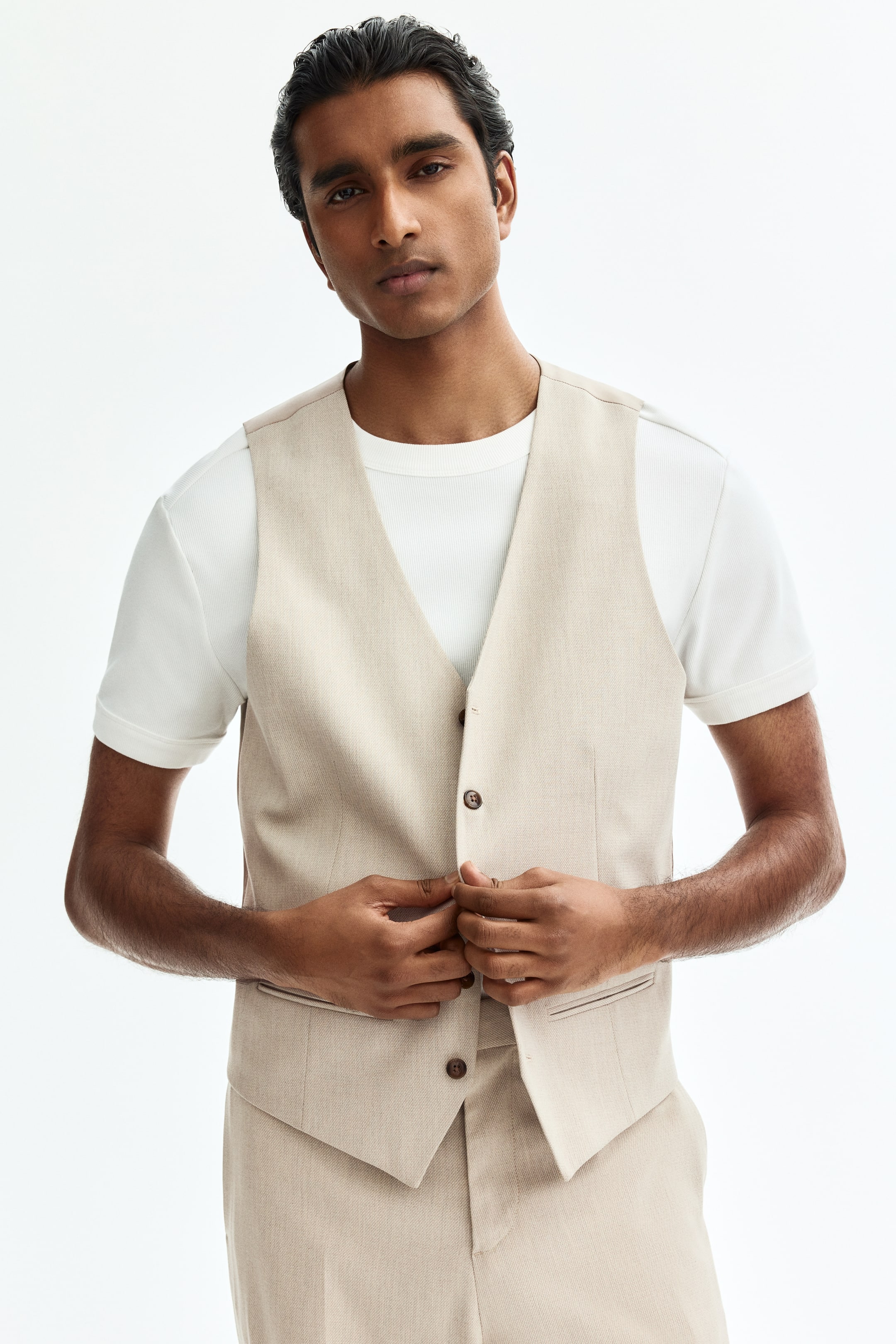 Agrandir l'image: Gilet de costume Slim Fit - Beige - HOMME | H&M FR 1