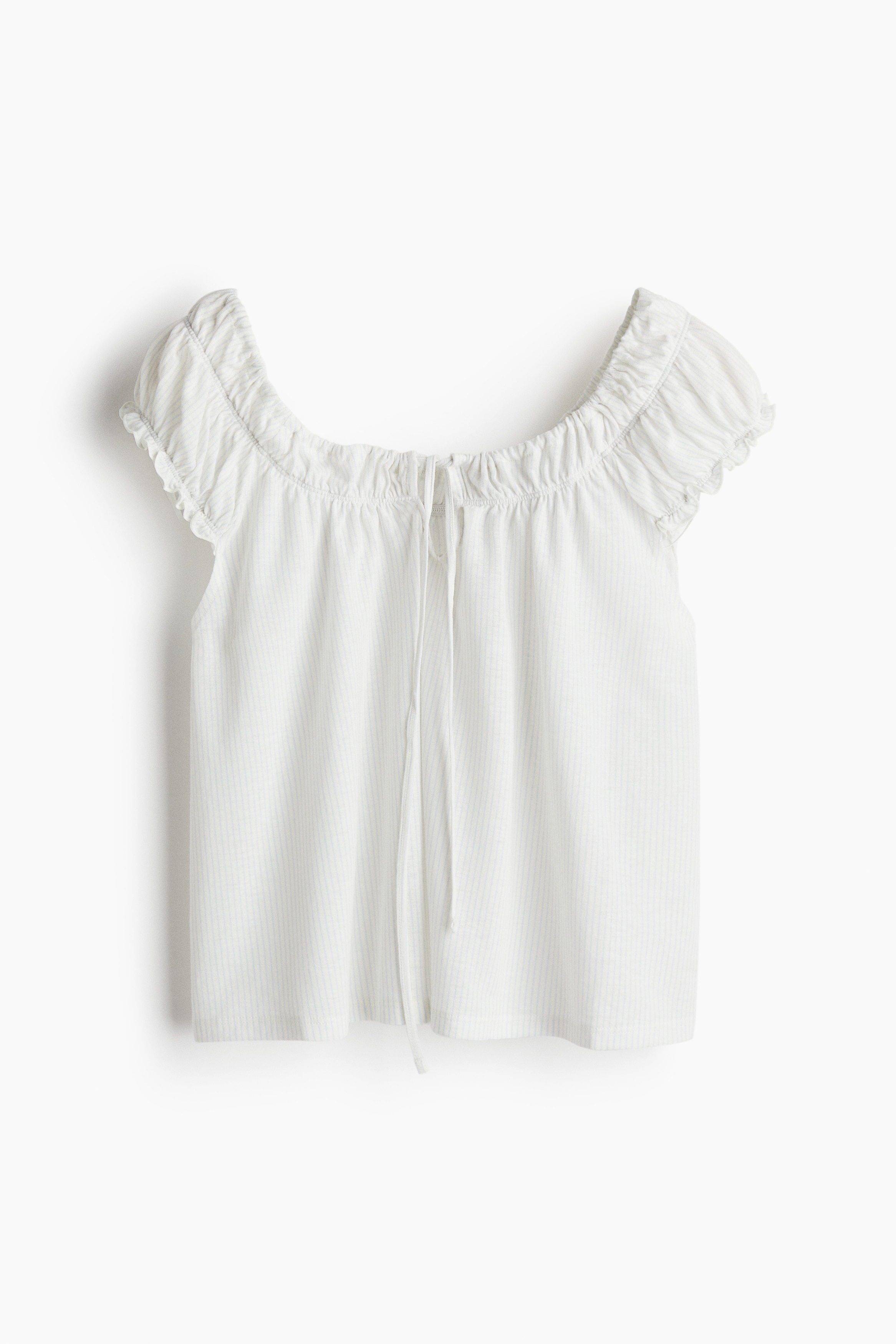 Gathered jersey top-White/Striped