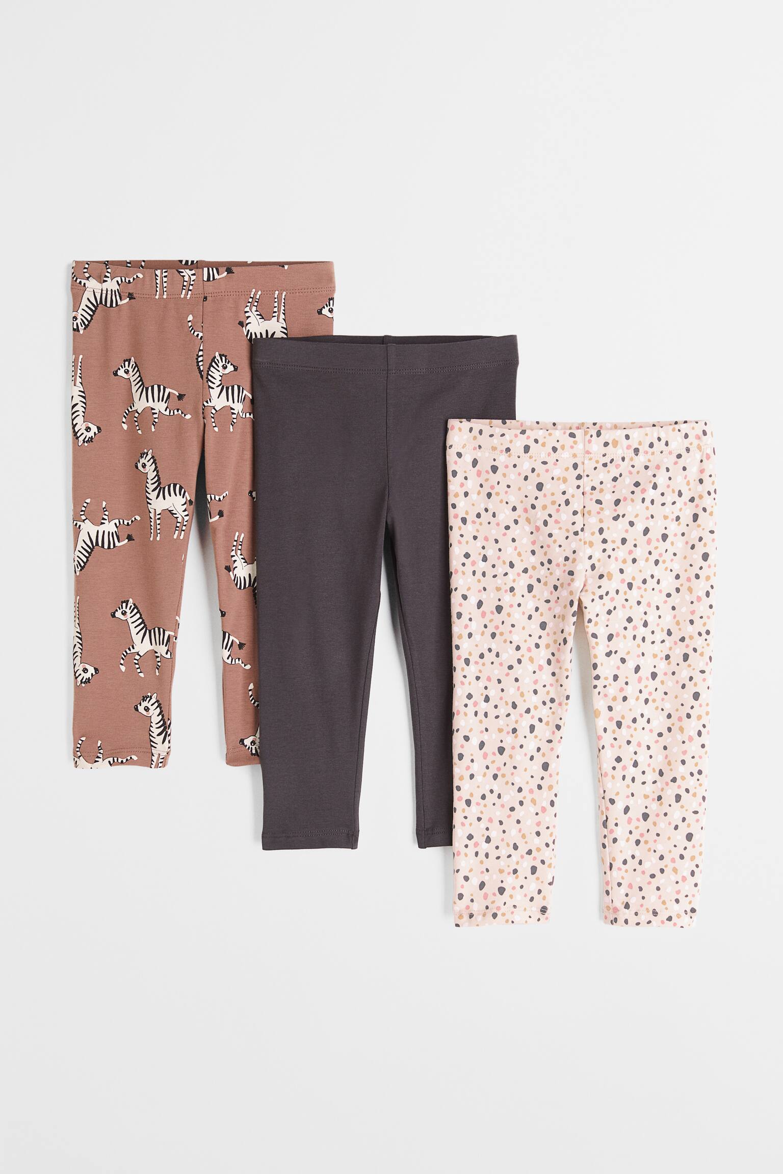 3-pack Capri leggings - Brown/Zebras